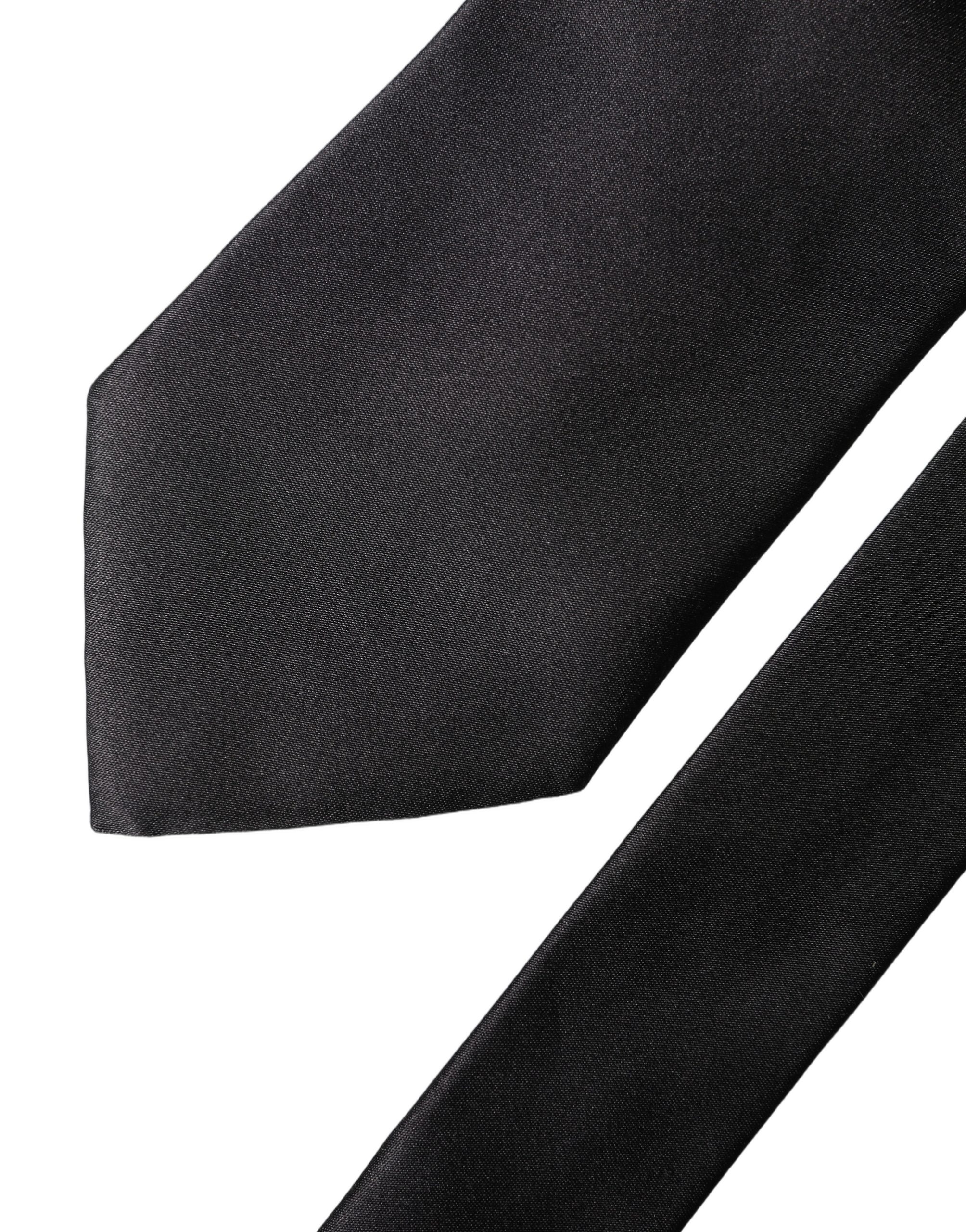 Dolce & Gabbana Brown Logo Embroidery Silk Adjustable Men Necktie Tie - Image 3