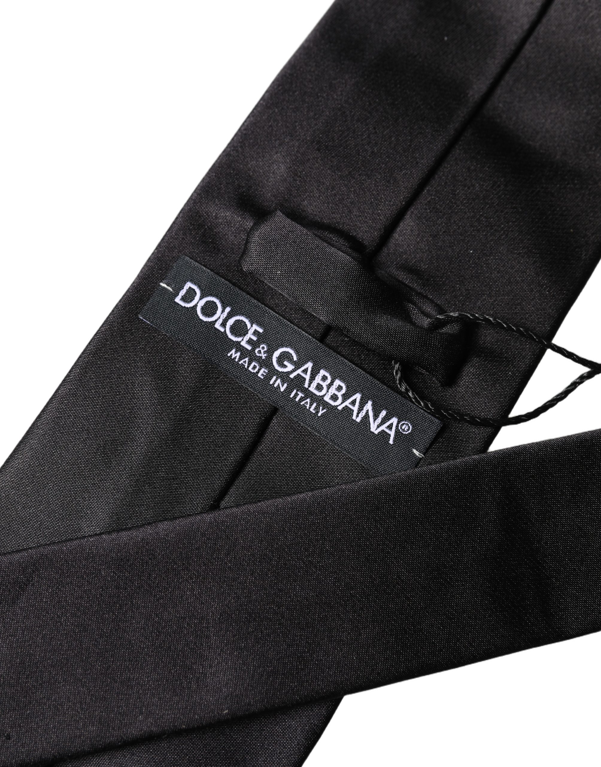 Dolce & Gabbana Brown Logo Embroidery Silk Adjustable Men Necktie Tie - Image 4