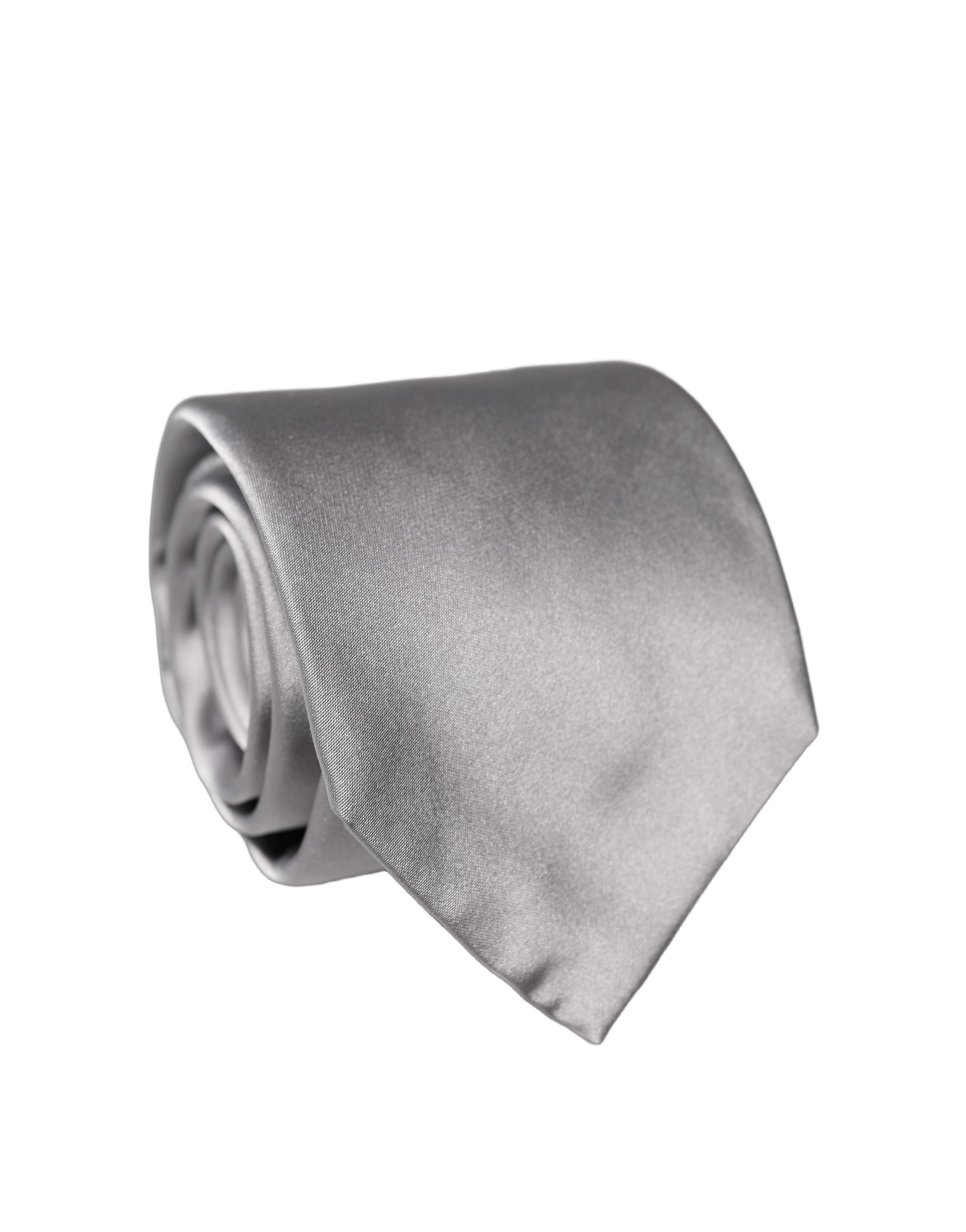 Dolce & Gabbana Gray Satin 100% Silk Adjustable Men Tied Necktie Tie - Image 2