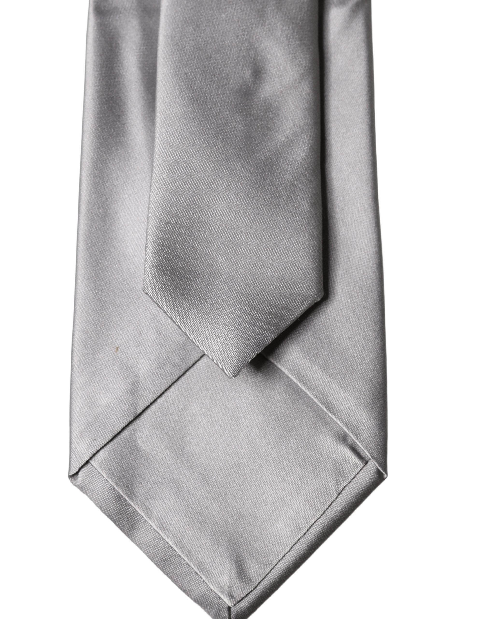 Dolce & Gabbana Gray Satin 100% Silk Adjustable Men Tied Necktie Tie - Image 3
