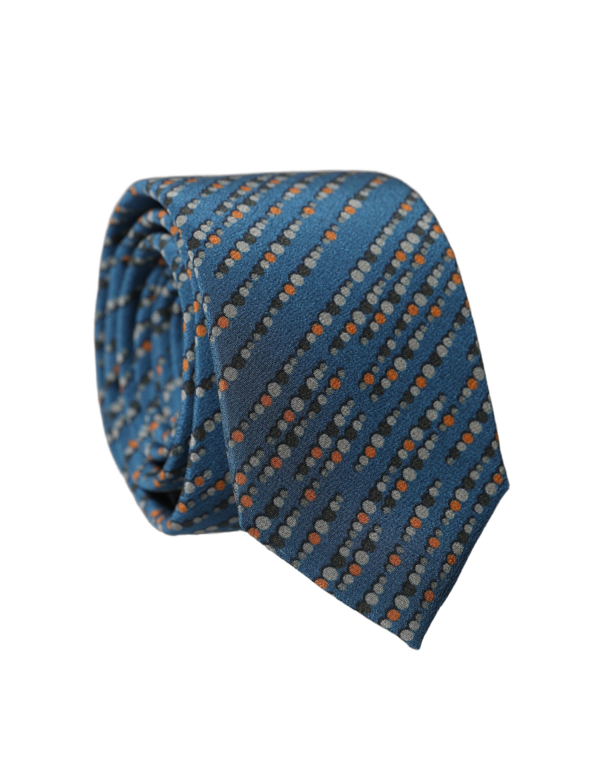 Dolce & Gabbana Blue Patterned 100% Silk Adjustable Men Tied Necktie Tie - Image 2