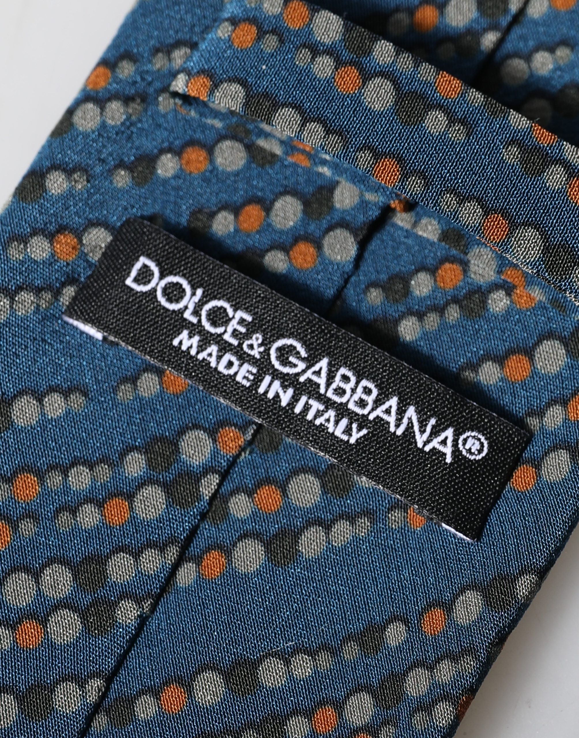 Dolce & Gabbana Blue Patterned 100% Silk Adjustable Men Tied Necktie Tie - Image 6
