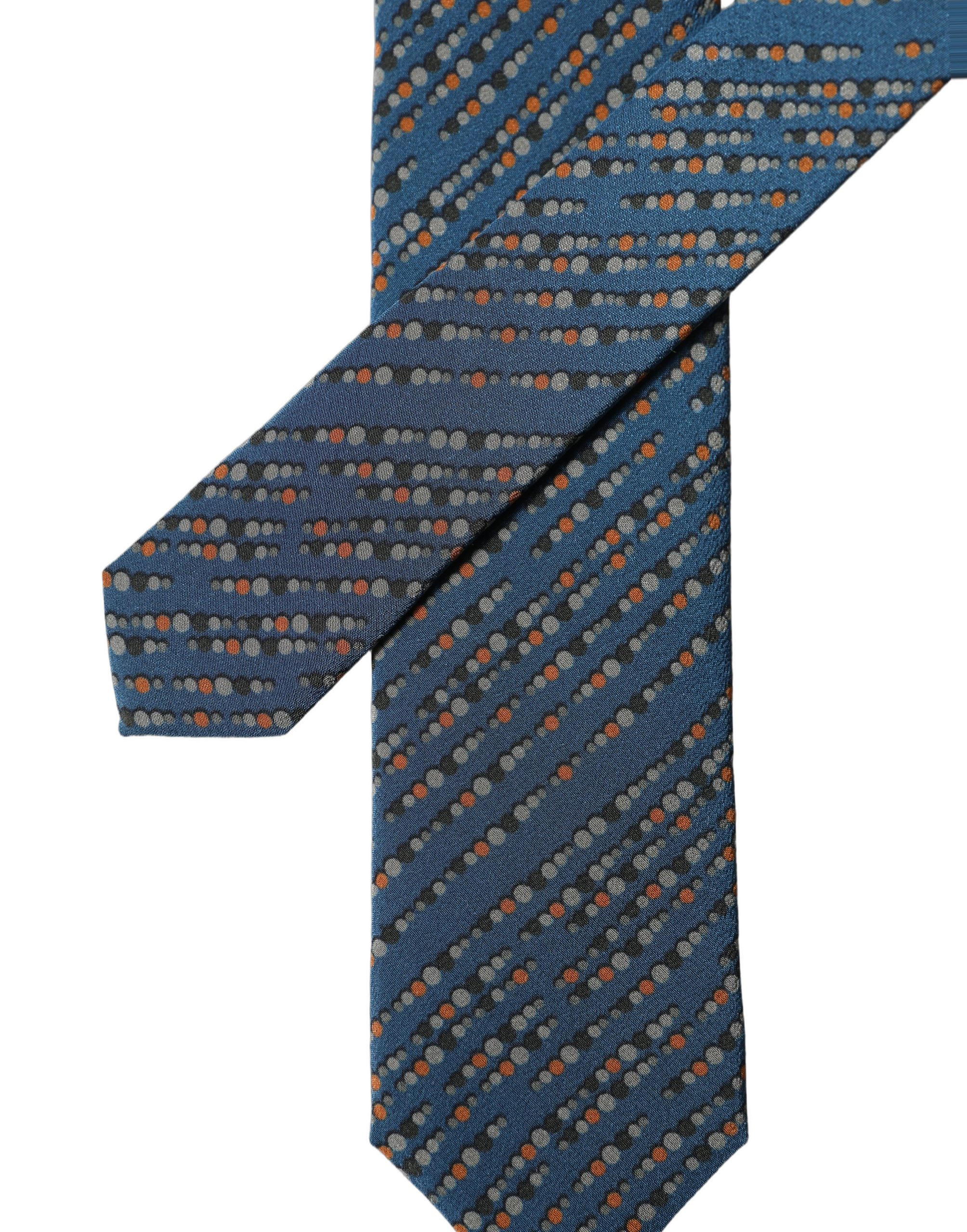 Dolce & Gabbana Blue Patterned 100% Silk Adjustable Men Tied Necktie Tie - Image 5