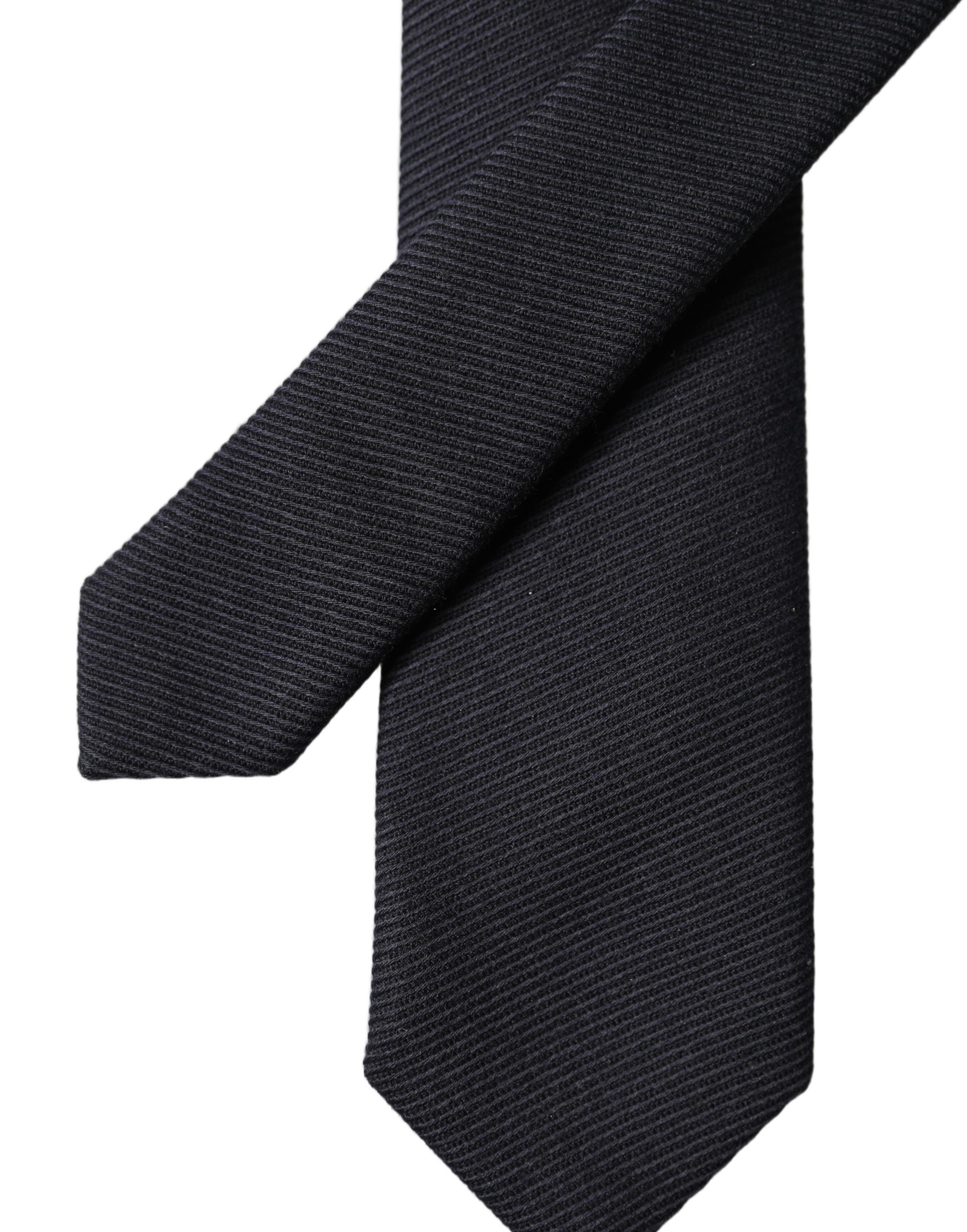 Dolce & Gabbana Dark Blue Solid 100% Silk Adjustable Men Tied Necktie Tie - Image 6