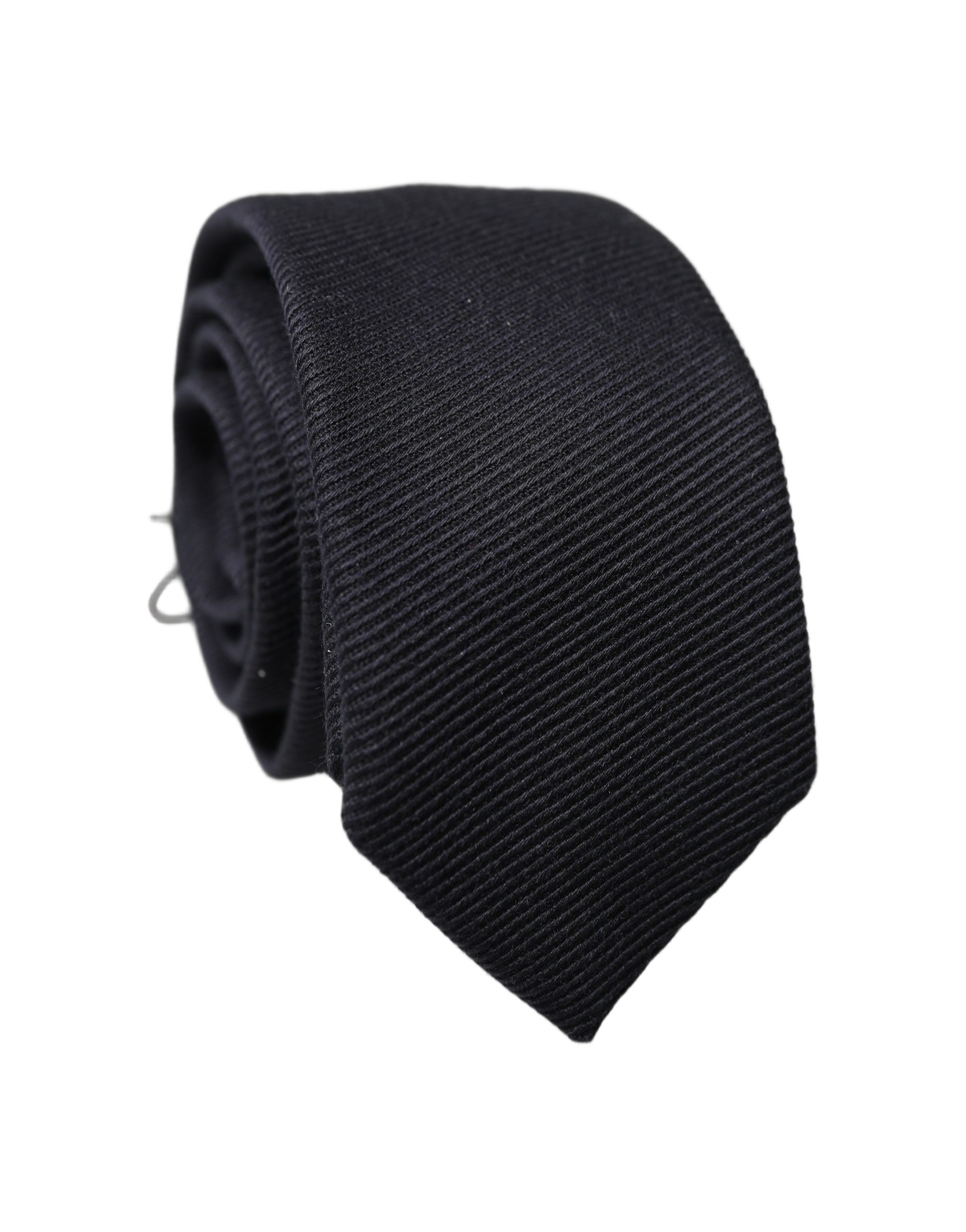 Dolce & Gabbana Dark Blue Solid 100% Silk Adjustable Men Tied Necktie Tie - Image 2