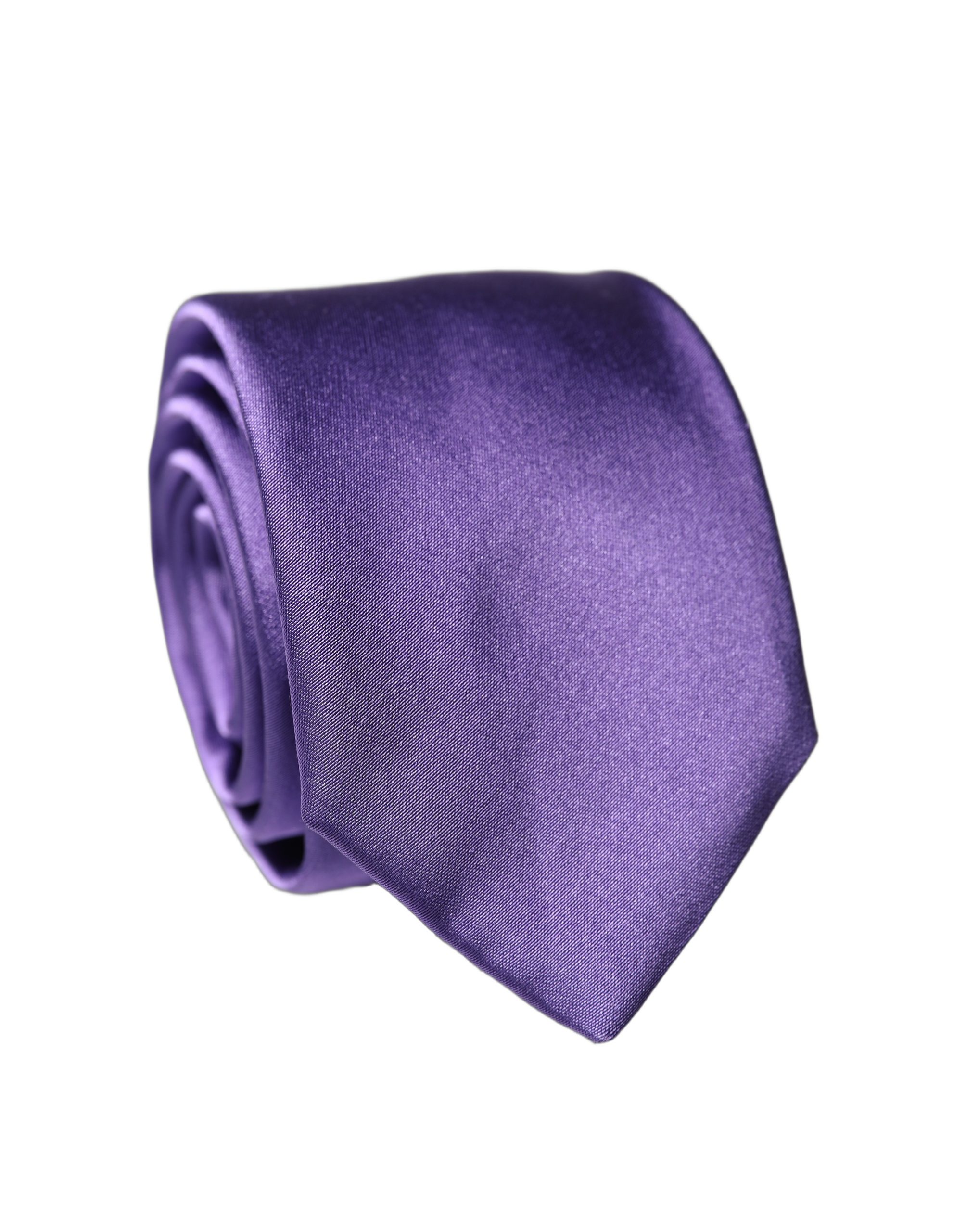 Dolce & Gabbana Purple Satin 100% Silk Adjustable Men Tied Necktie Tie - Image 2
