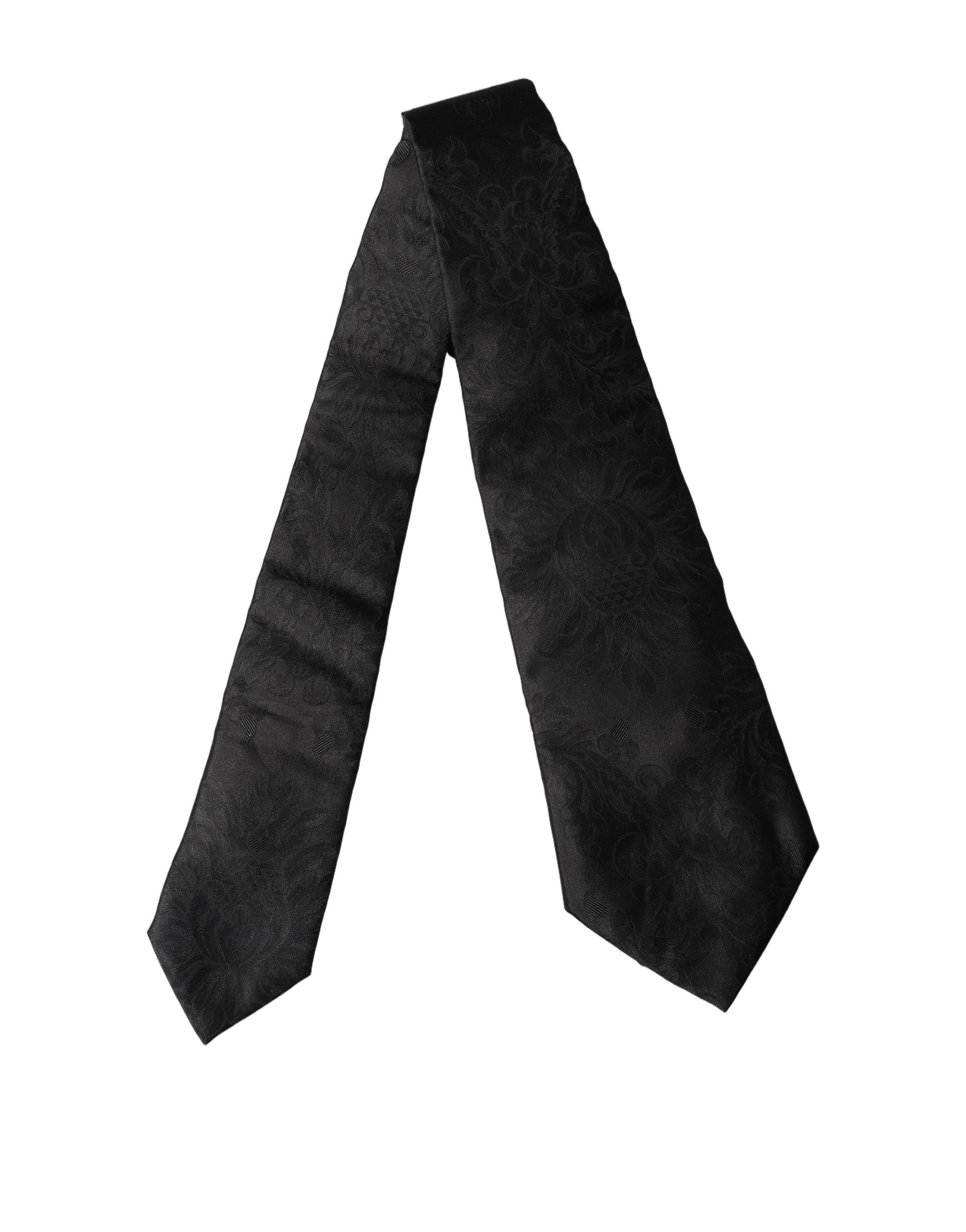 Dolce & Gabbana Black Paisley Woven Silk Adjustable Women Necktie Tie - Image 3