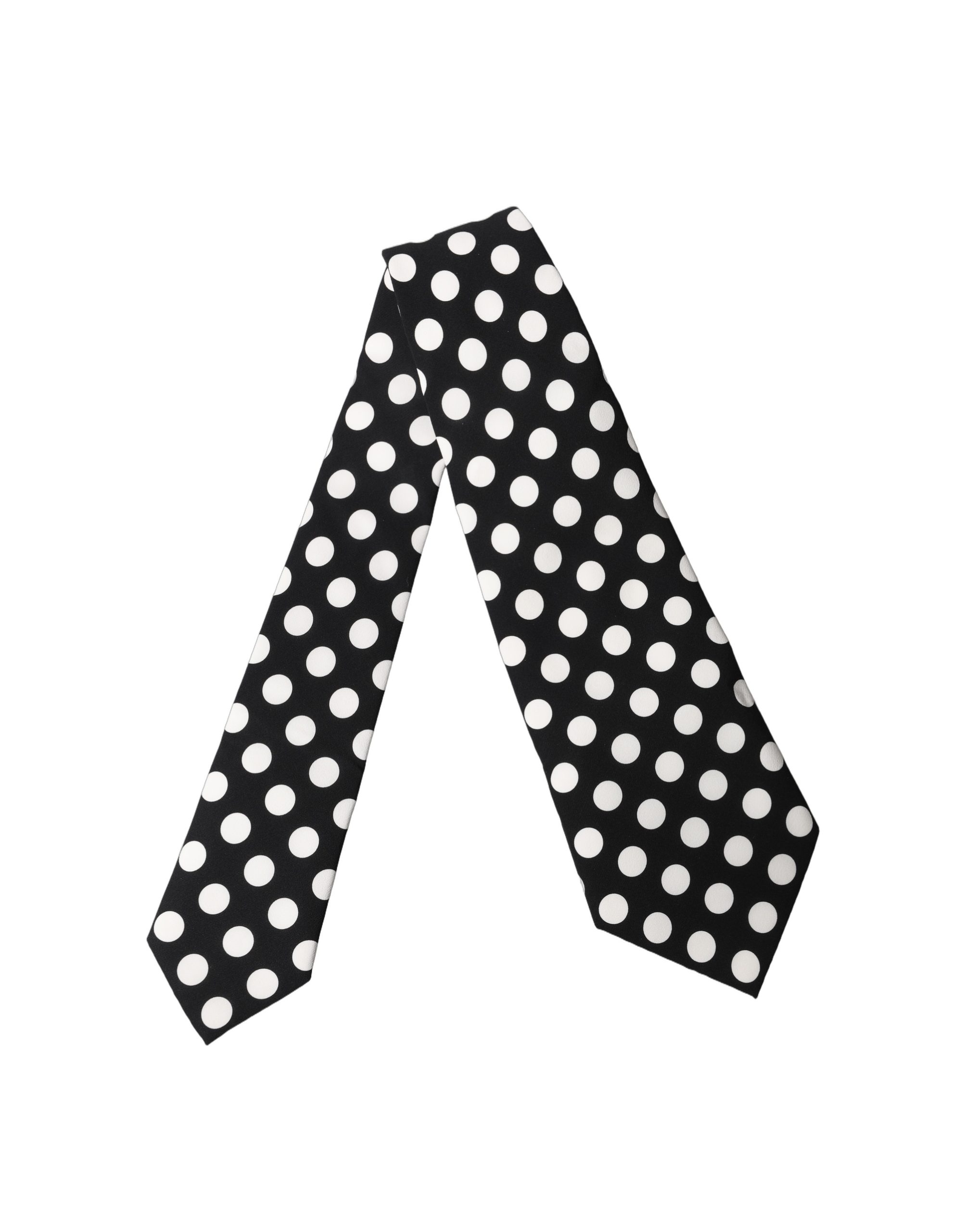 Dolce & Gabbana Dark Gray White Polka Dot Silk Adjustable Women Necktie Tie - Image 3