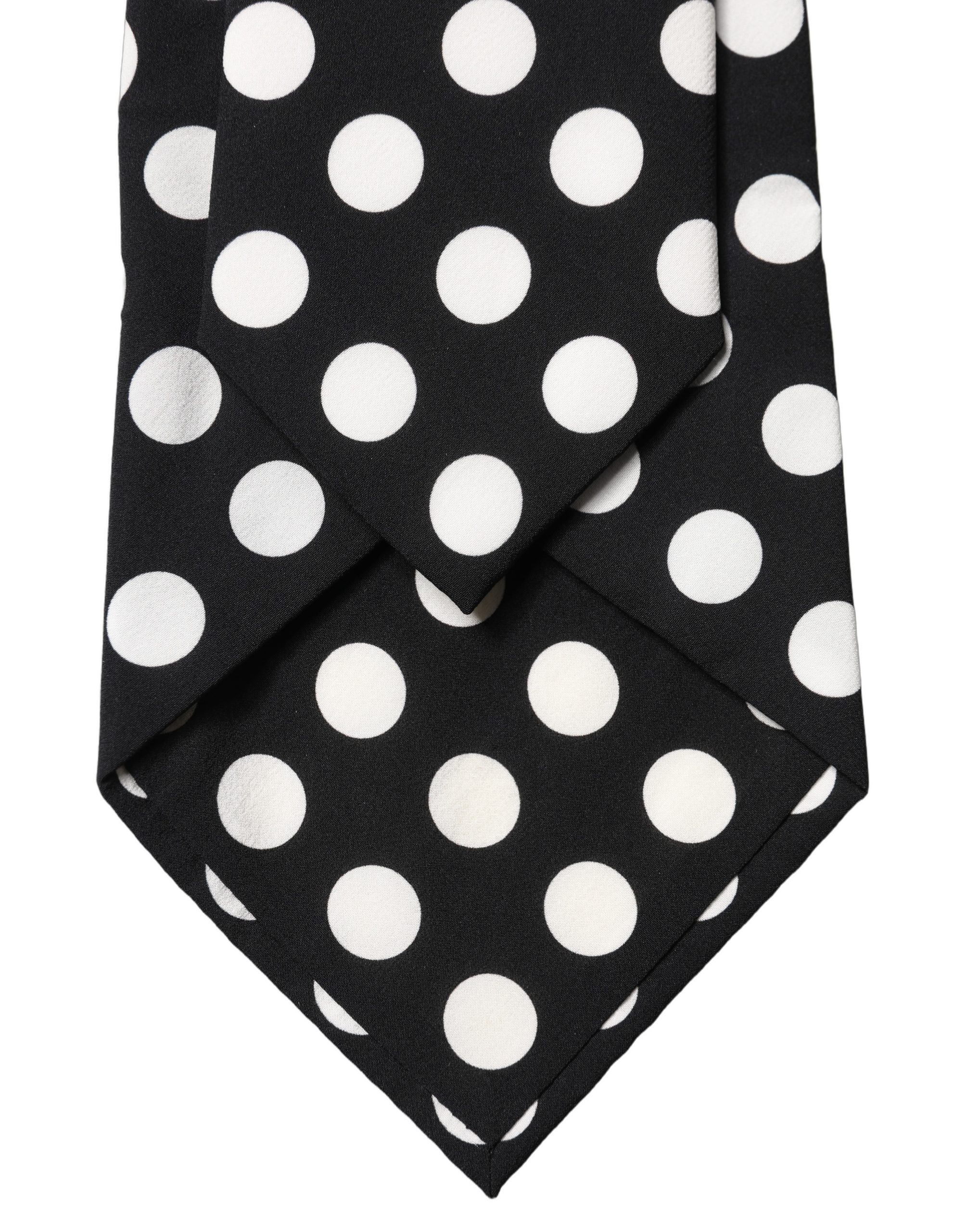 Dolce & Gabbana Dark Gray White Polka Dot Silk Adjustable Women Necktie Tie - Image 4