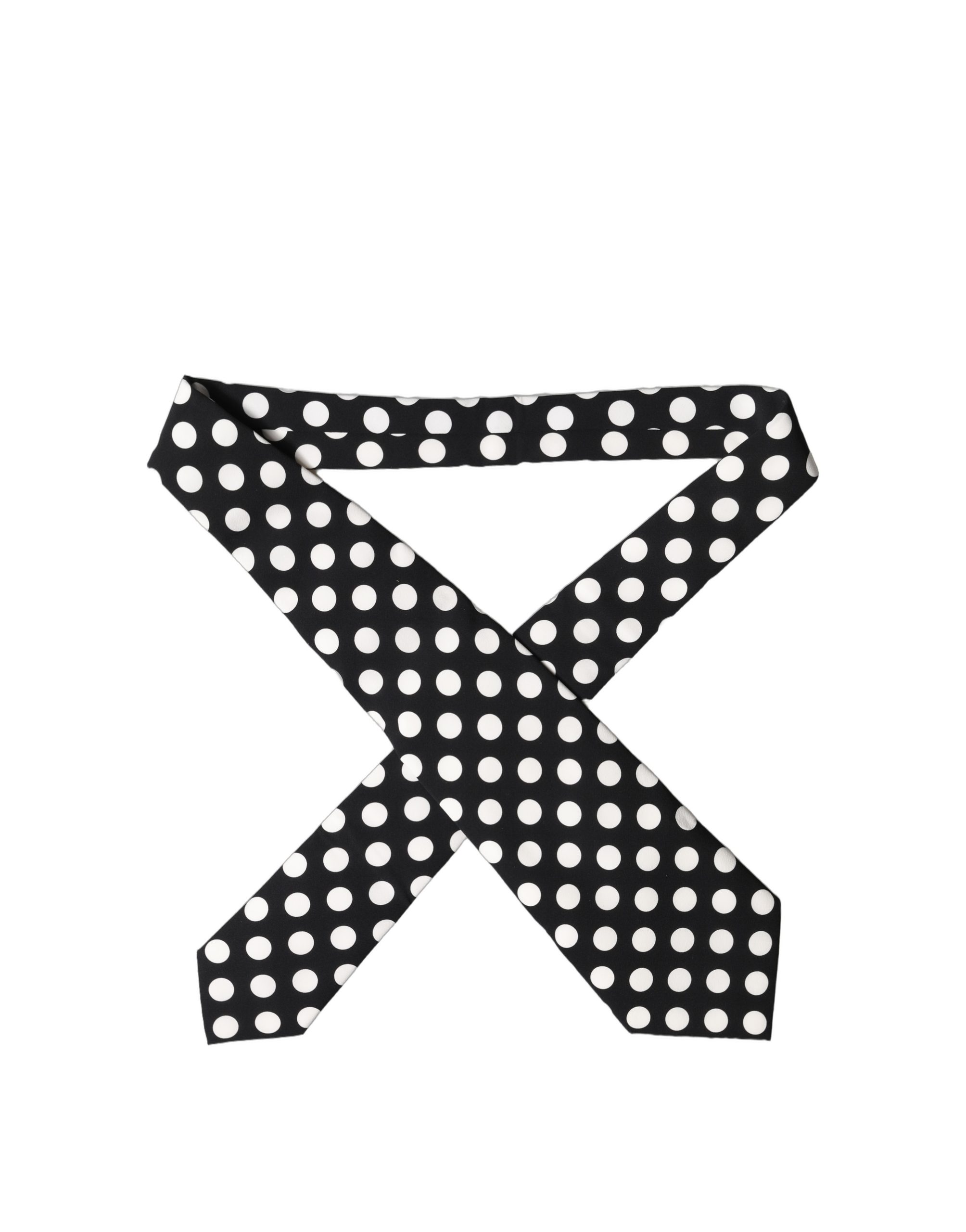 Dolce & Gabbana Dark Gray White Polka Dot Silk Adjustable Women Necktie Tie - Image 2