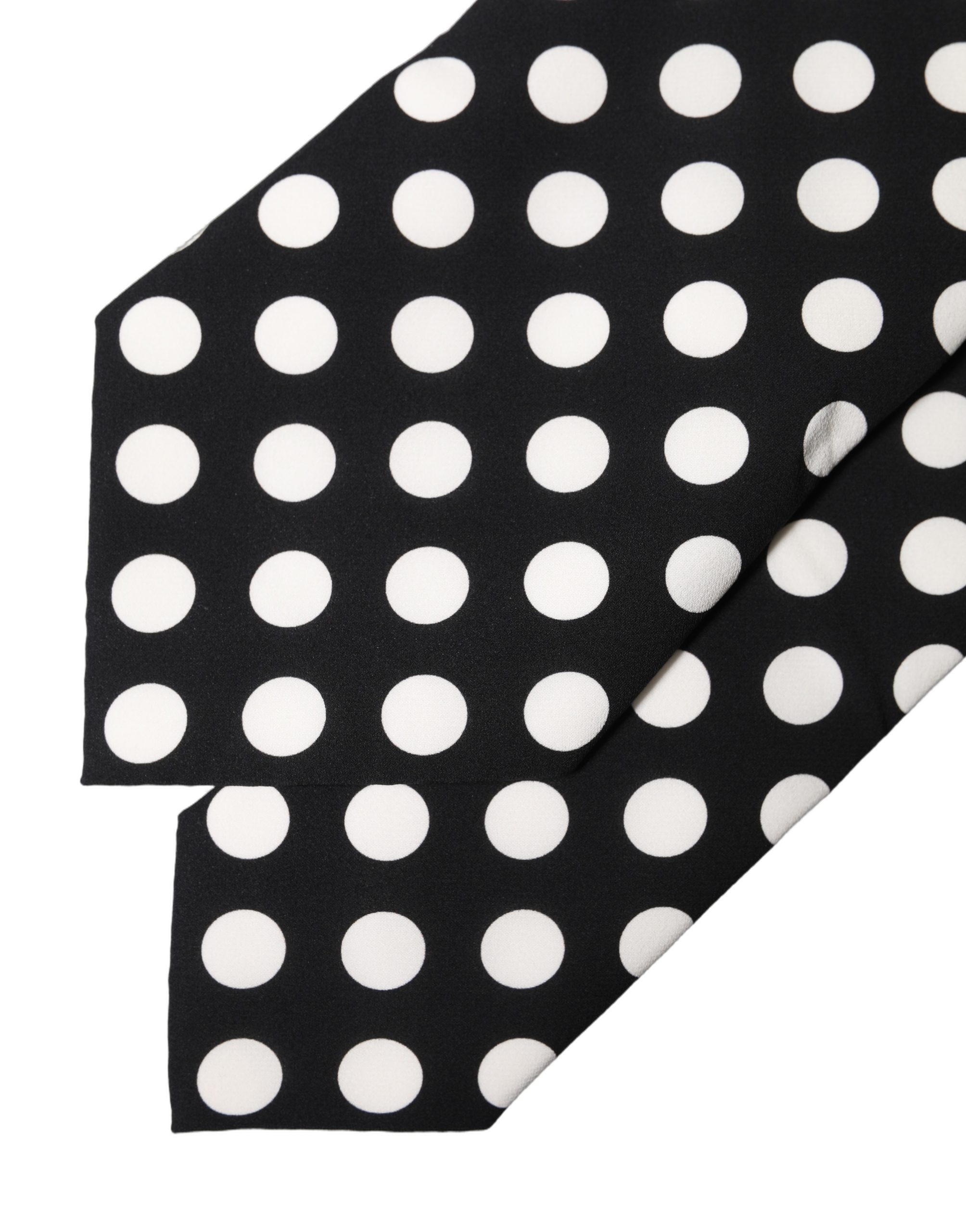 Dolce & Gabbana Dark Gray White Polka Dot Silk Adjustable Women Necktie Tie - Image 5