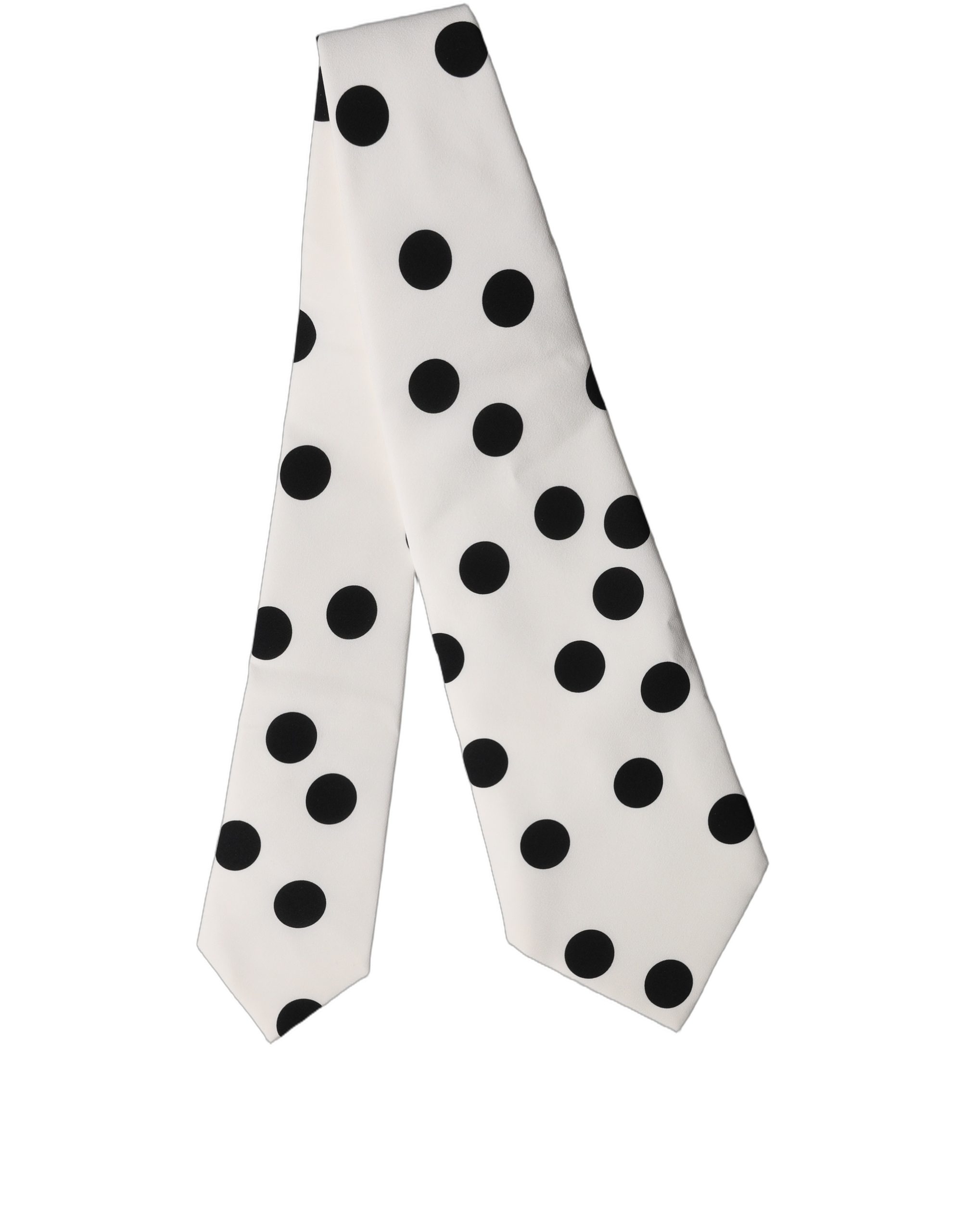 Dolce & Gabbana White Black Polka Dot Silk Adjustable Women Necktie Tie - Image 3