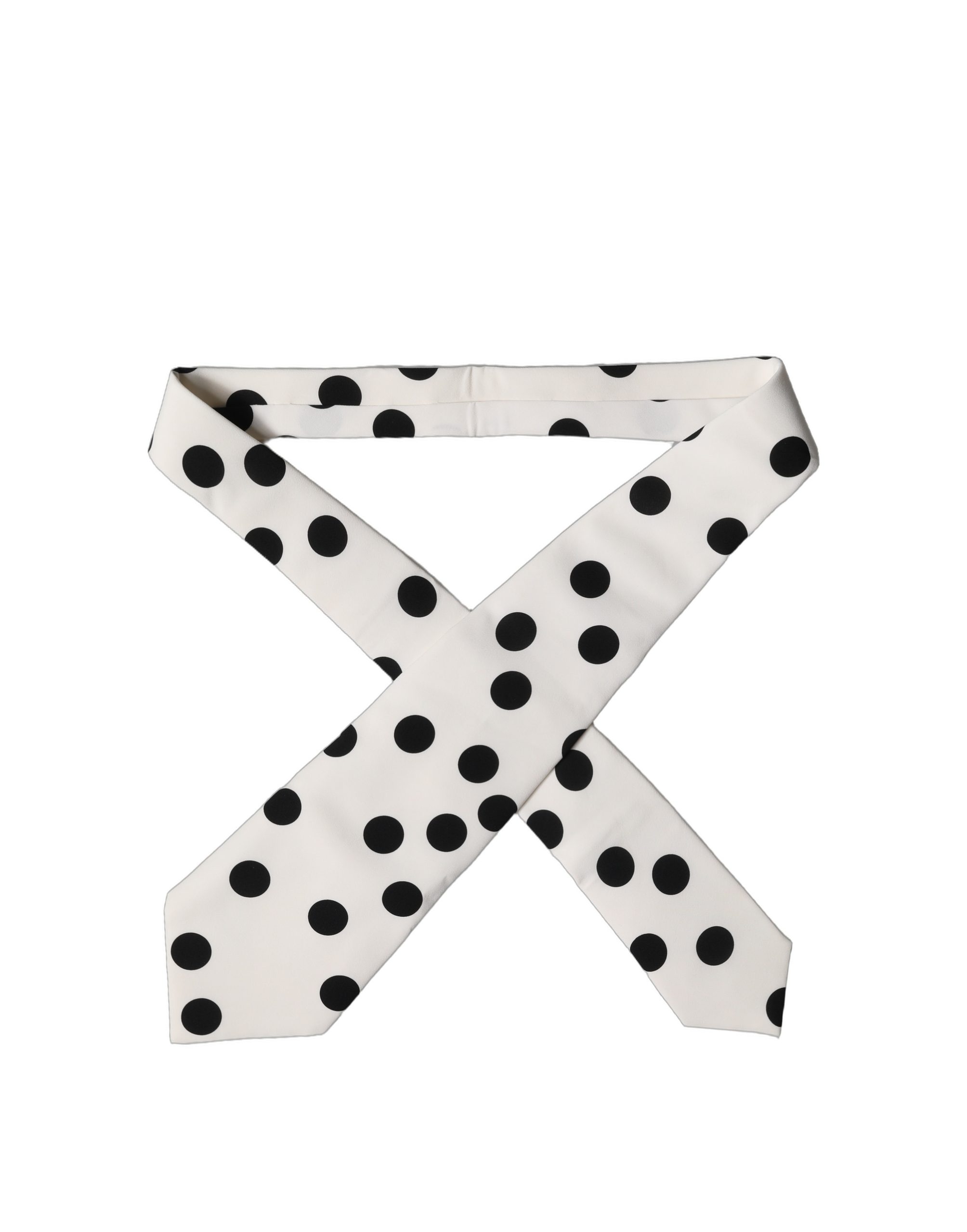 Dolce & Gabbana White Black Polka Dot Silk Adjustable Women Necktie Tie - Image 2