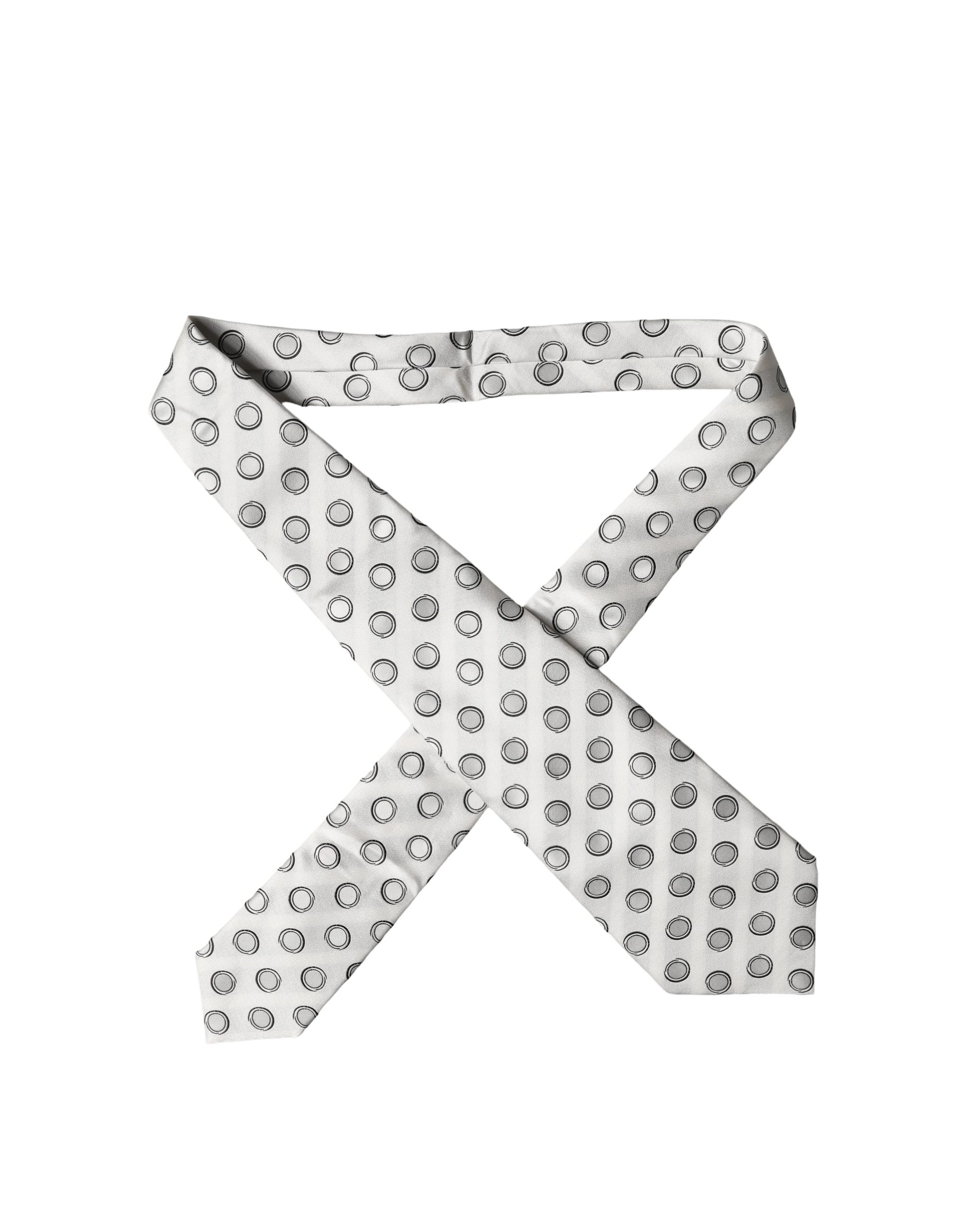 Dolce & Gabbana White Gray Polka Dot Silk Adjustable Women Necktie Tie - Image 2