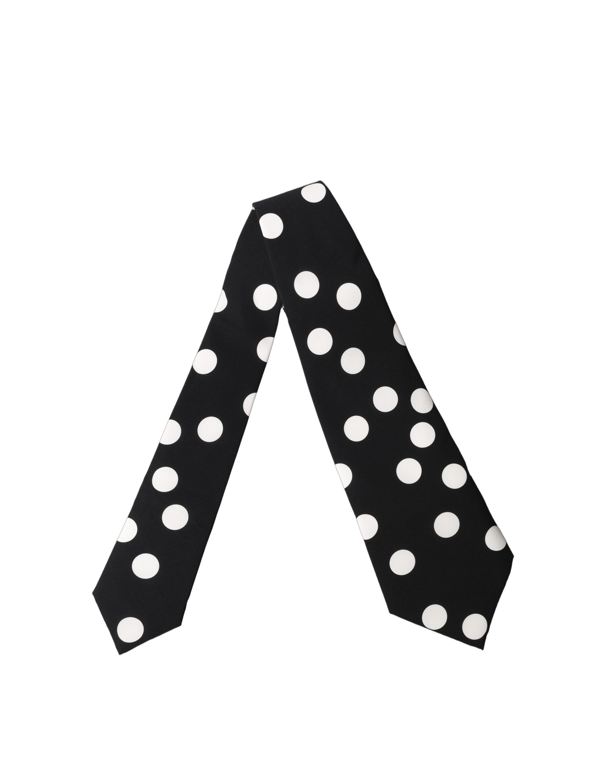 Dolce & Gabbana Black White Polka Dot Silk Adjustable Women Necktie Tie - Image 3