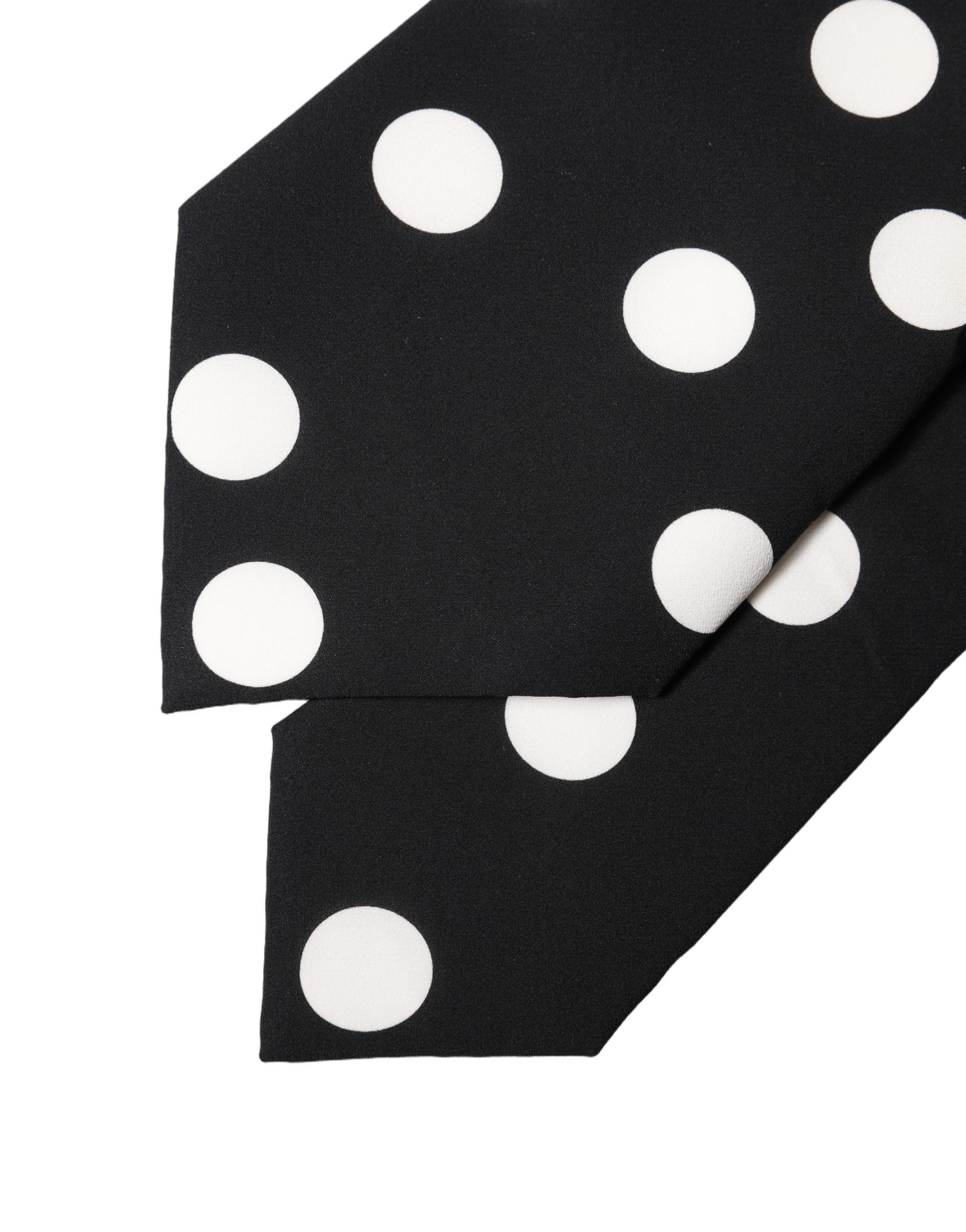 Dolce & Gabbana Black White Polka Dot Silk Adjustable Women Necktie Tie - Image 5