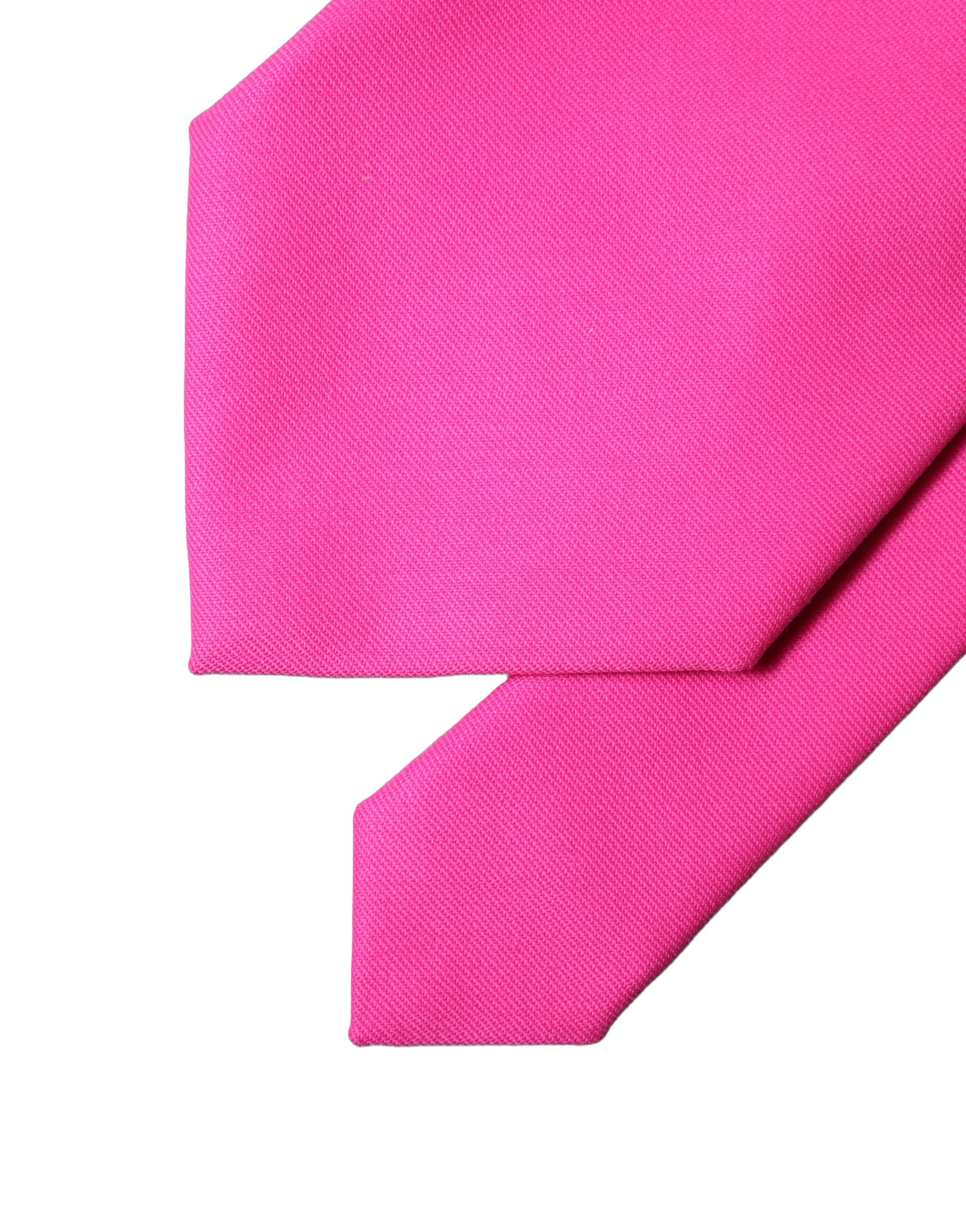 Dolce & Gabbana Neon Pink Solid Satin Silk Adjustable Women Necktie Tie - Image 6