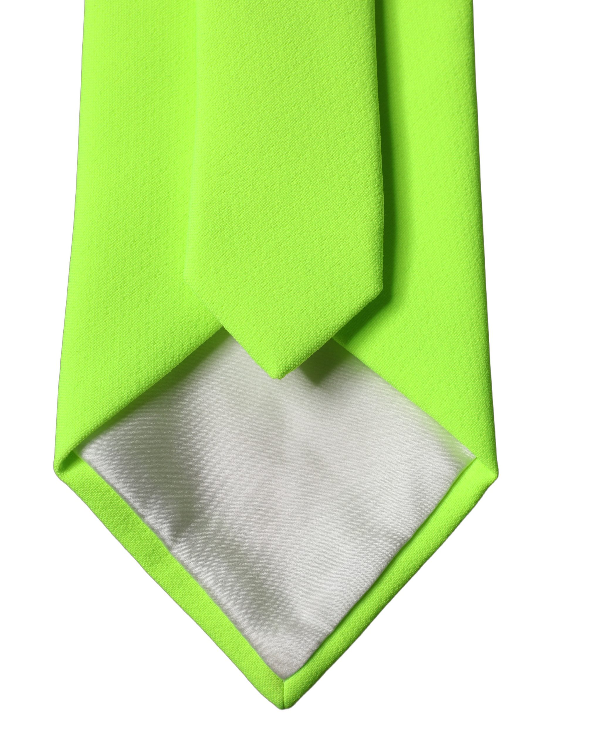 Dolce & Gabbana Neon Green Polyester Adjustable Women Tied Necktie Tie - Image 4