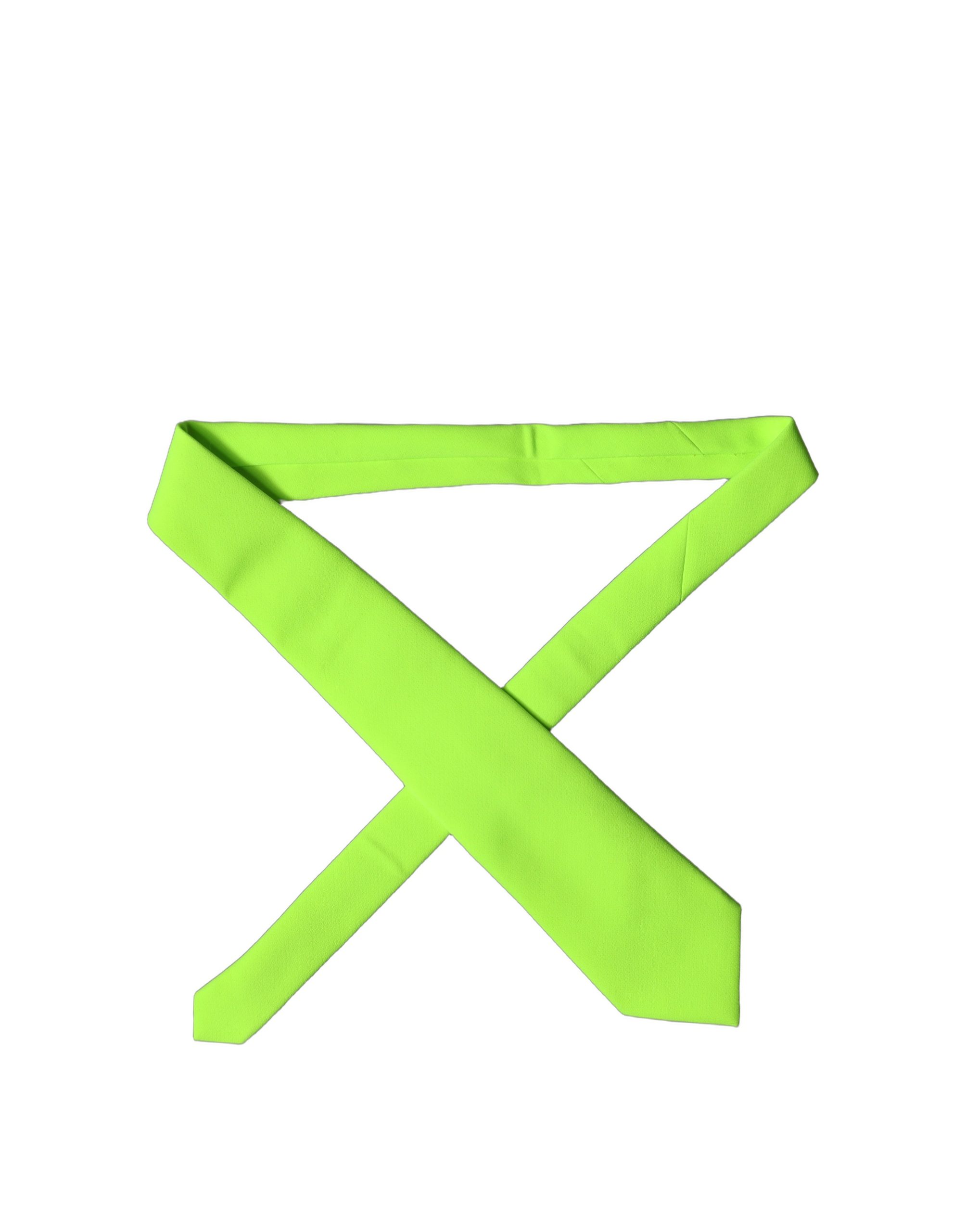Dolce & Gabbana Neon Green Polyester Adjustable Women Tied Necktie Tie - Image 2