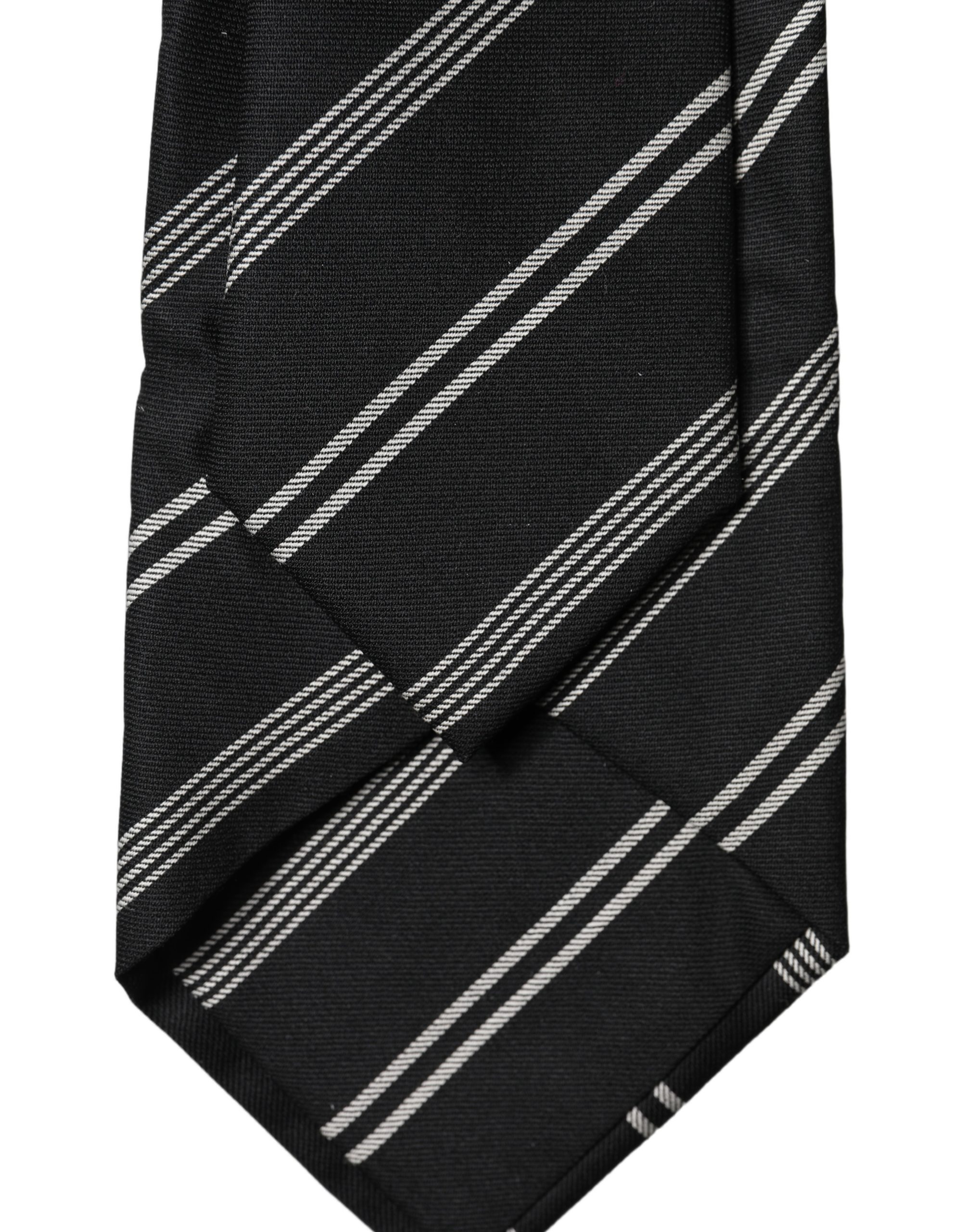 Dolce & Gabbana Black White Stripes Silk Adjustable Women Necktie Tie - Image 4