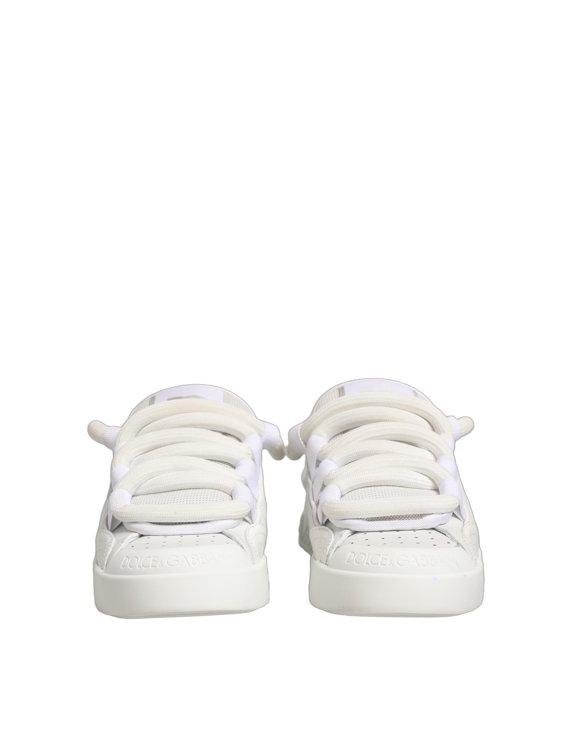 Dolce & Gabbana White Calfskin Leather Low Top Sneakers Shoes - Image 3