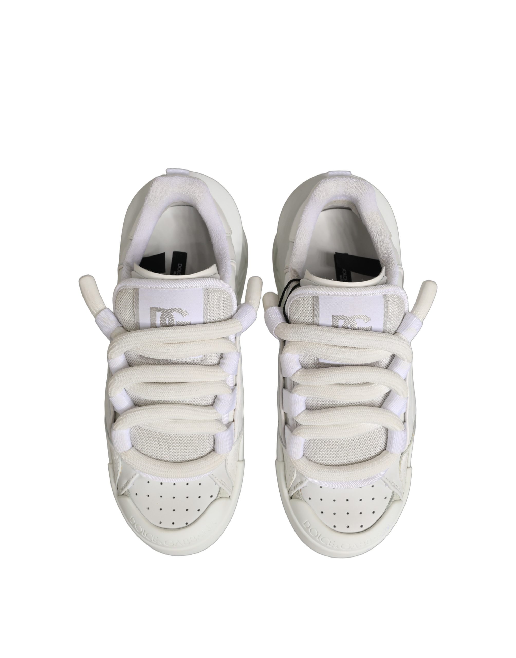 Dolce & Gabbana White Calfskin Leather Low Top Sneakers Shoes - Image 4