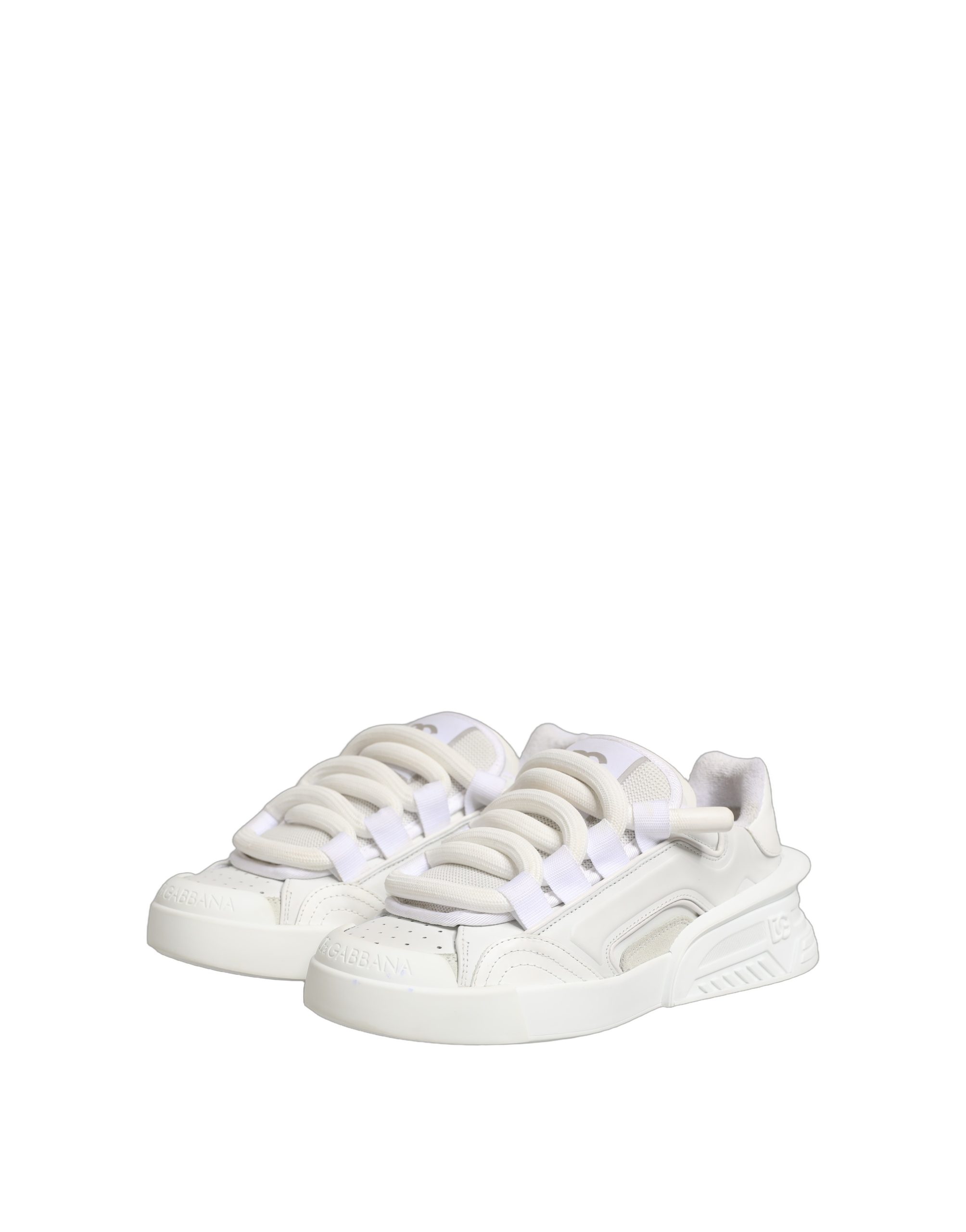 Dolce & Gabbana White Calfskin Leather Low Top Sneakers Shoes - Image 5