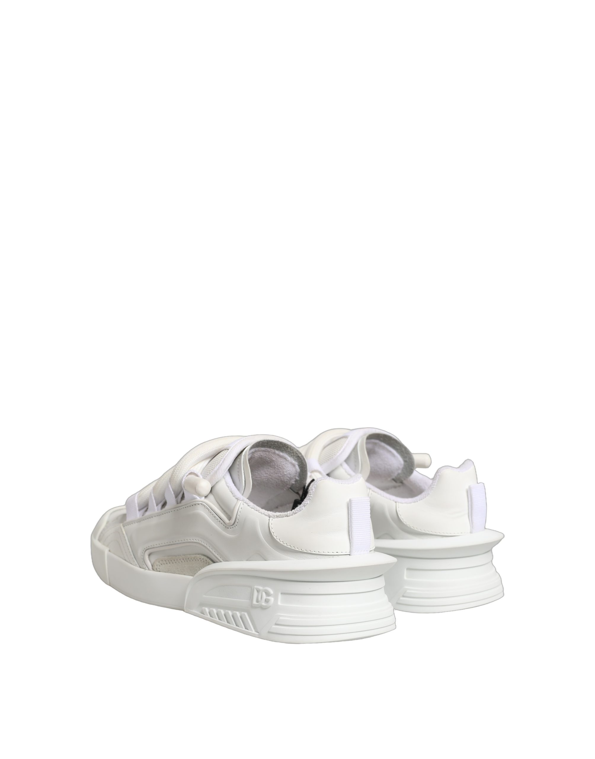 Dolce & Gabbana White Calfskin Leather Low Top Sneakers Shoes - Image 6