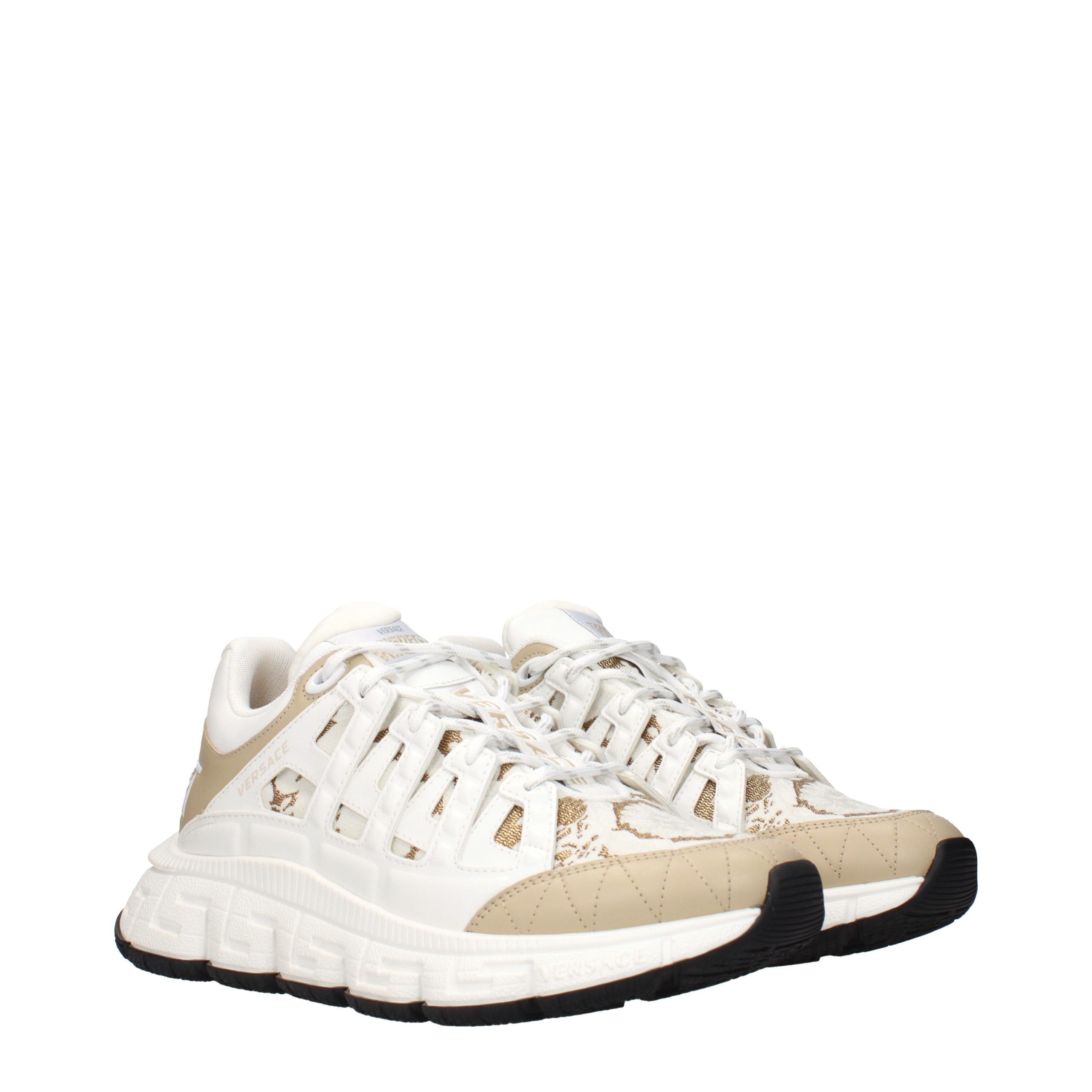 Versace White Fabric Athletic Sneakers - Image 2