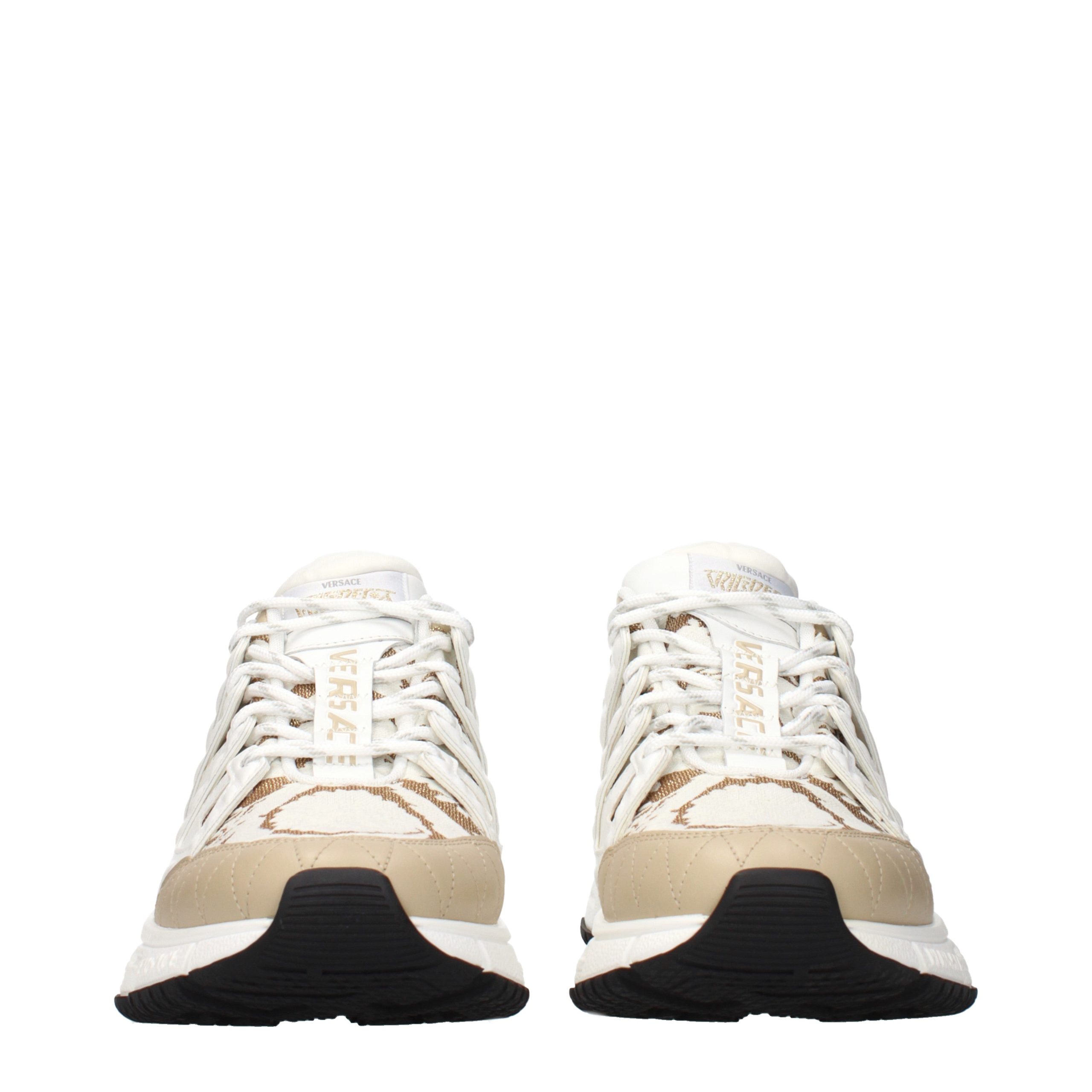 Versace White Fabric Athletic Sneakers - Image 3