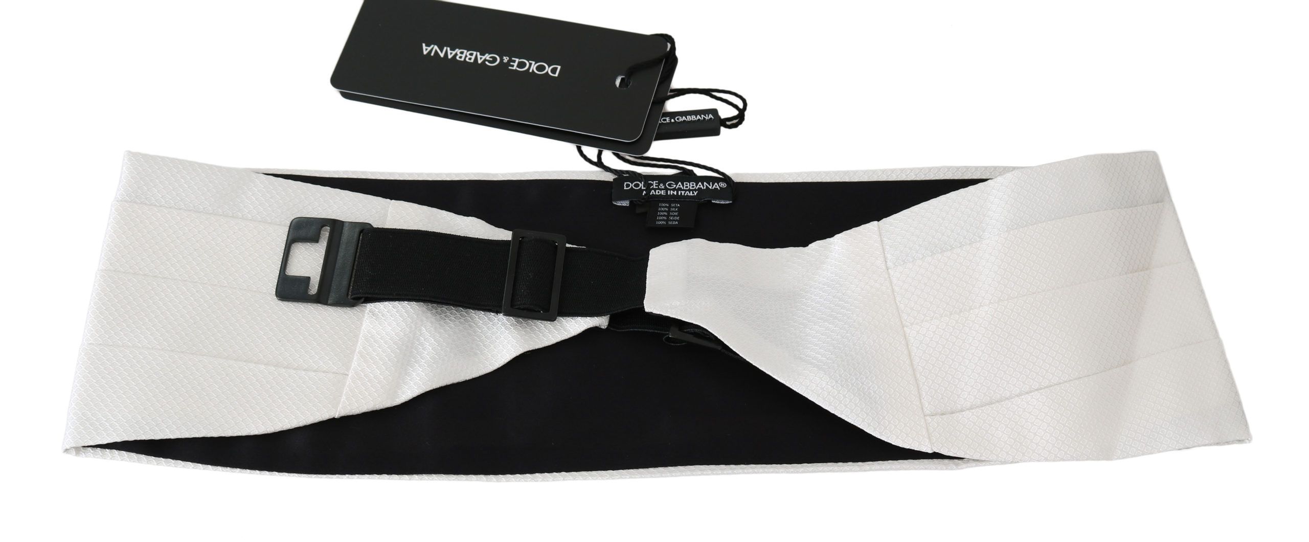 Dolce & Gabbana White Men Waist Belt 100% Silk Cummerbund - Image 3