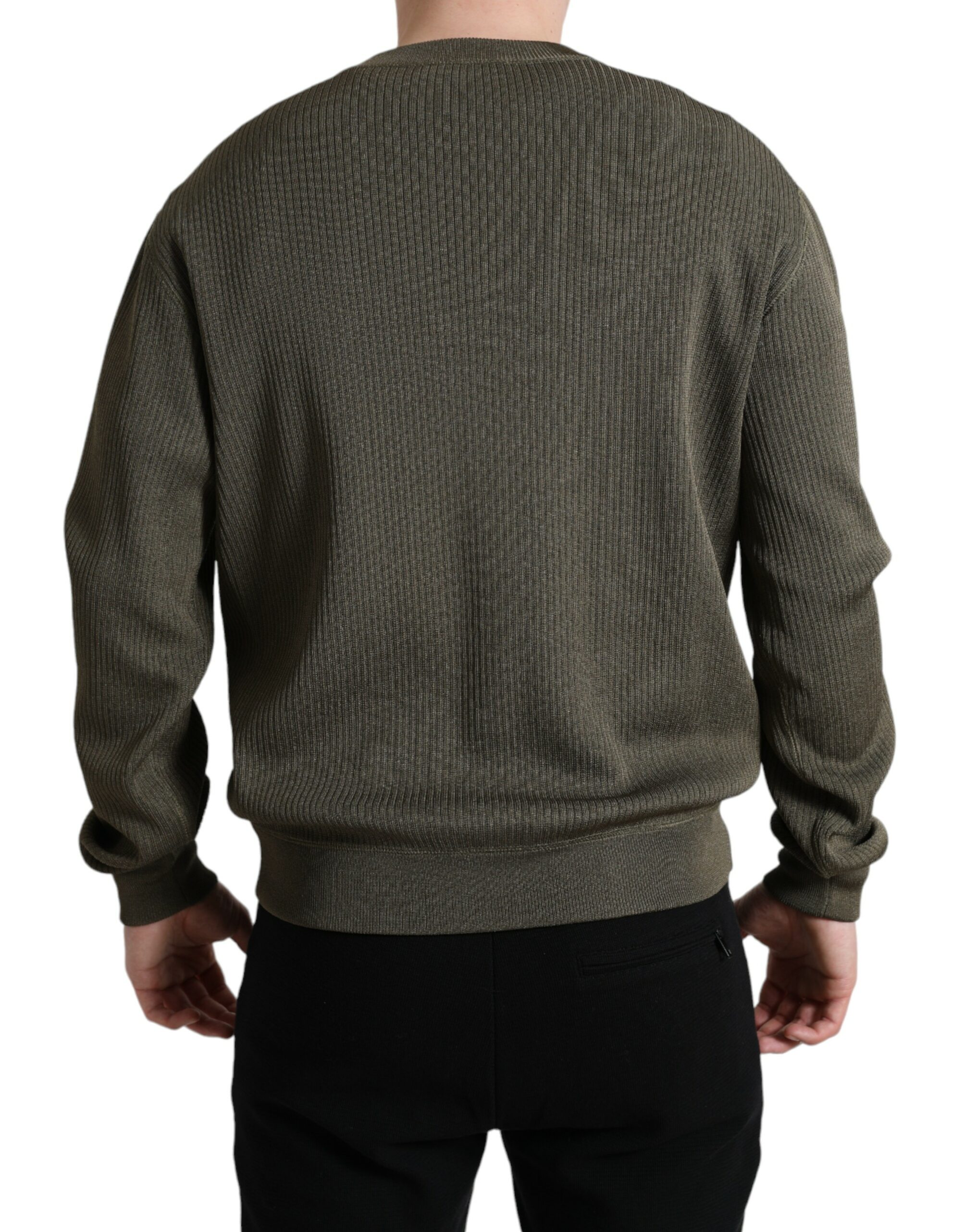 Dolce & Gabbana Green Viscose Crew Neck Men Pullover Sweater - Image 2