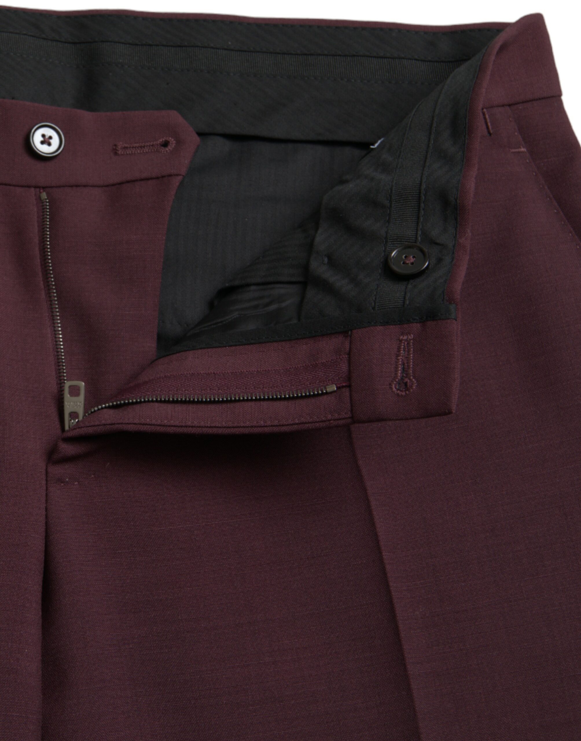 Dolce & Gabbana Maroon Wool Men Slim Fit Dress Pants - Image 5