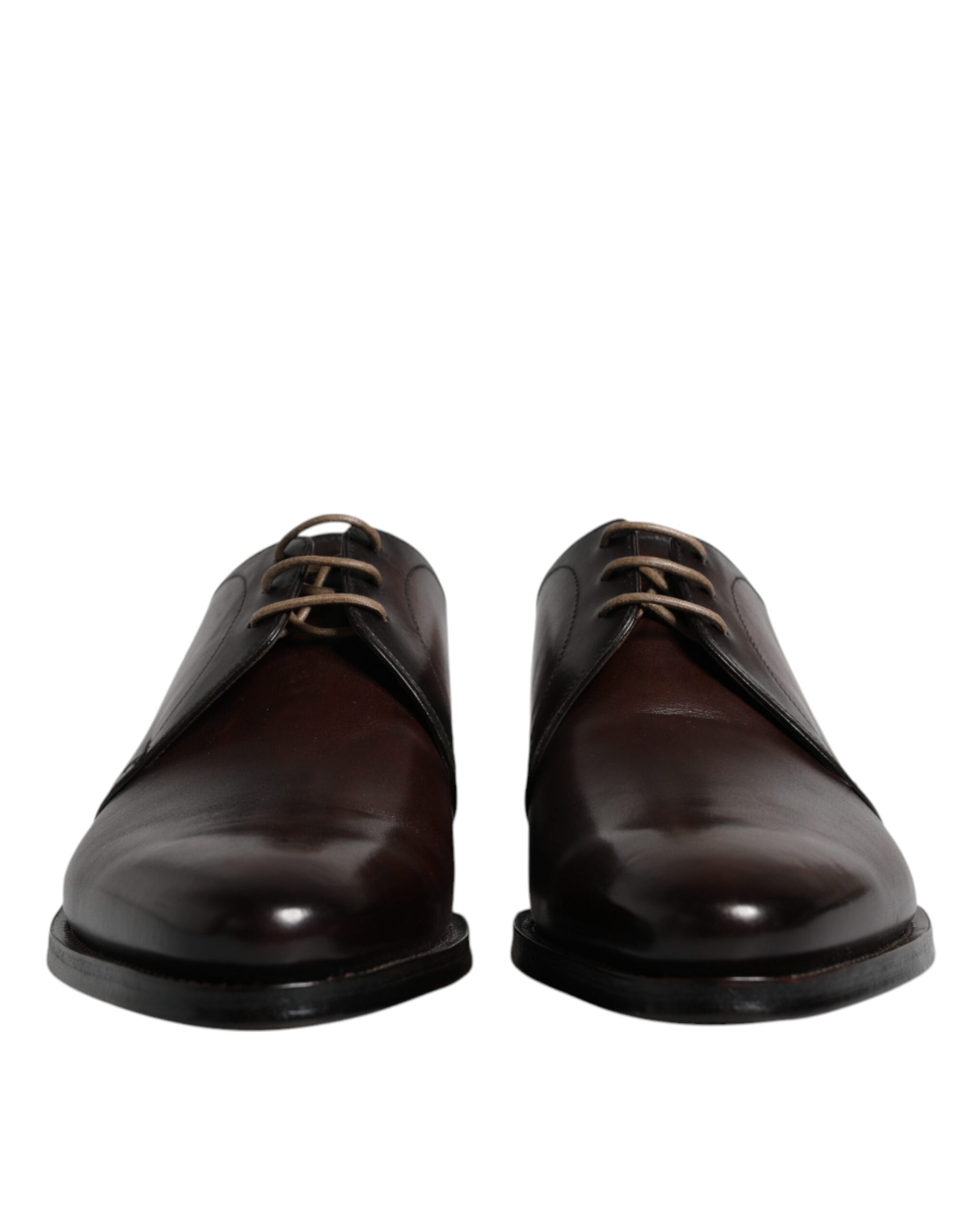 Dolce & Gabbana Brown Leather Lace Up Men Derby Formal Shoes - Image 2