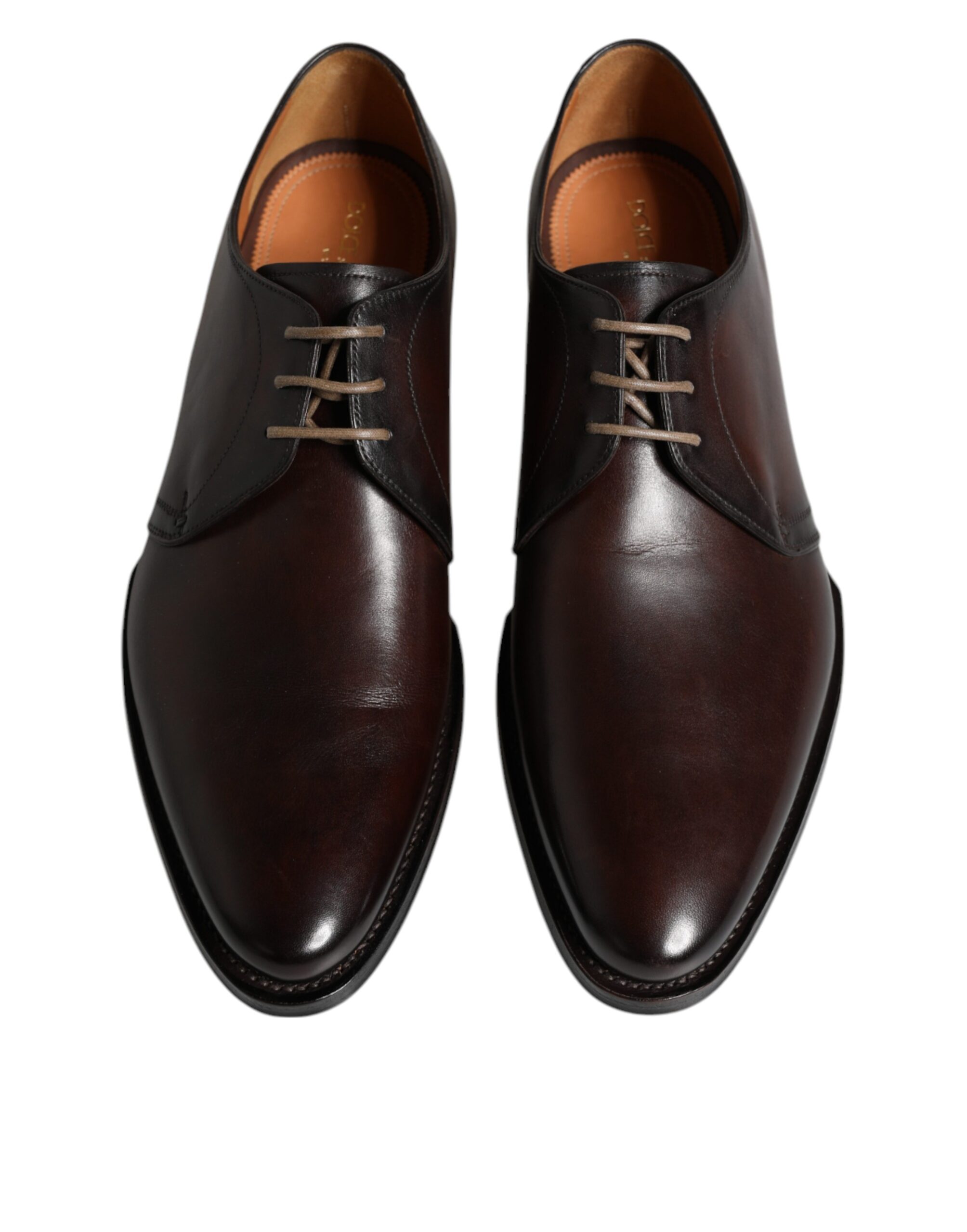 Dolce & Gabbana Brown Leather Lace Up Men Derby Formal Shoes - Image 3
