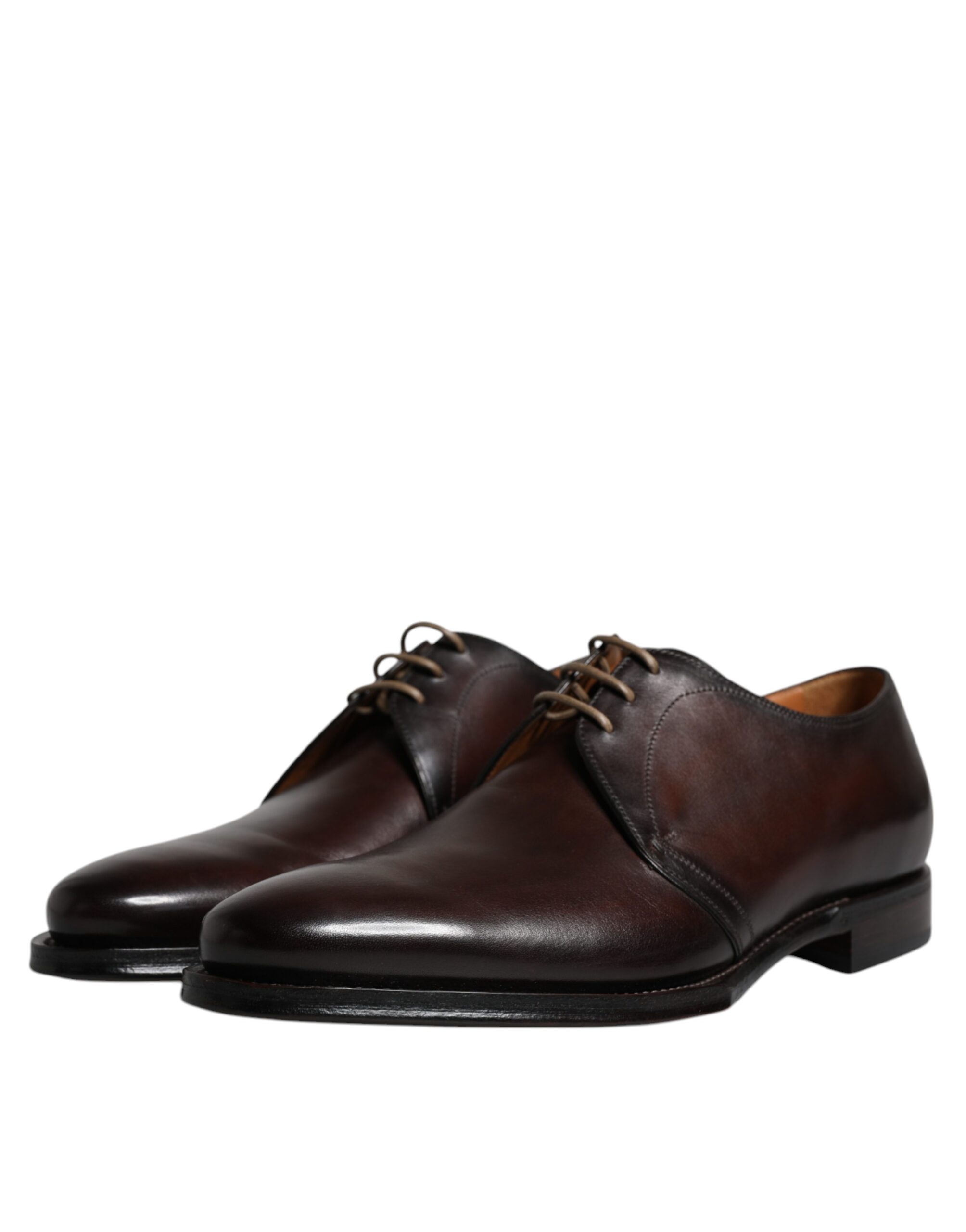Dolce & Gabbana Brown Leather Lace Up Men Derby Formal Shoes - Image 4