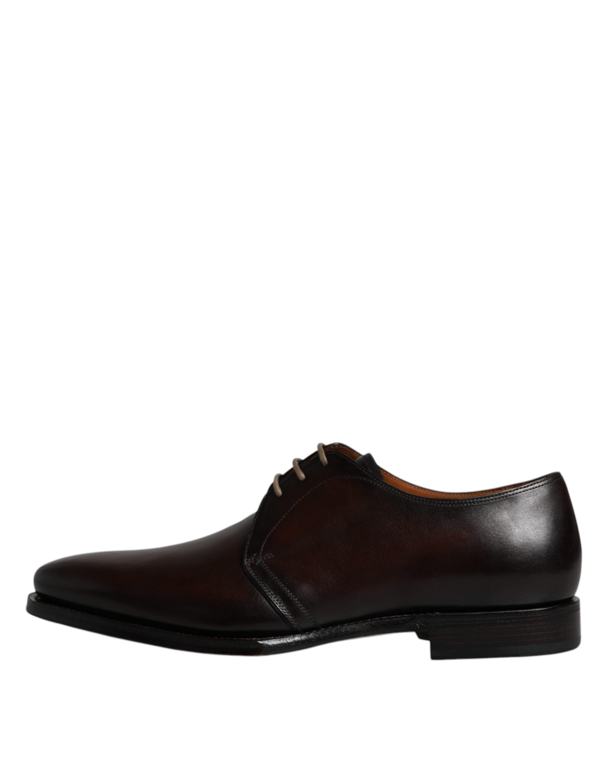 Dolce & Gabbana Brown Leather Lace Up Men Derby Formal Shoes - Image 6
