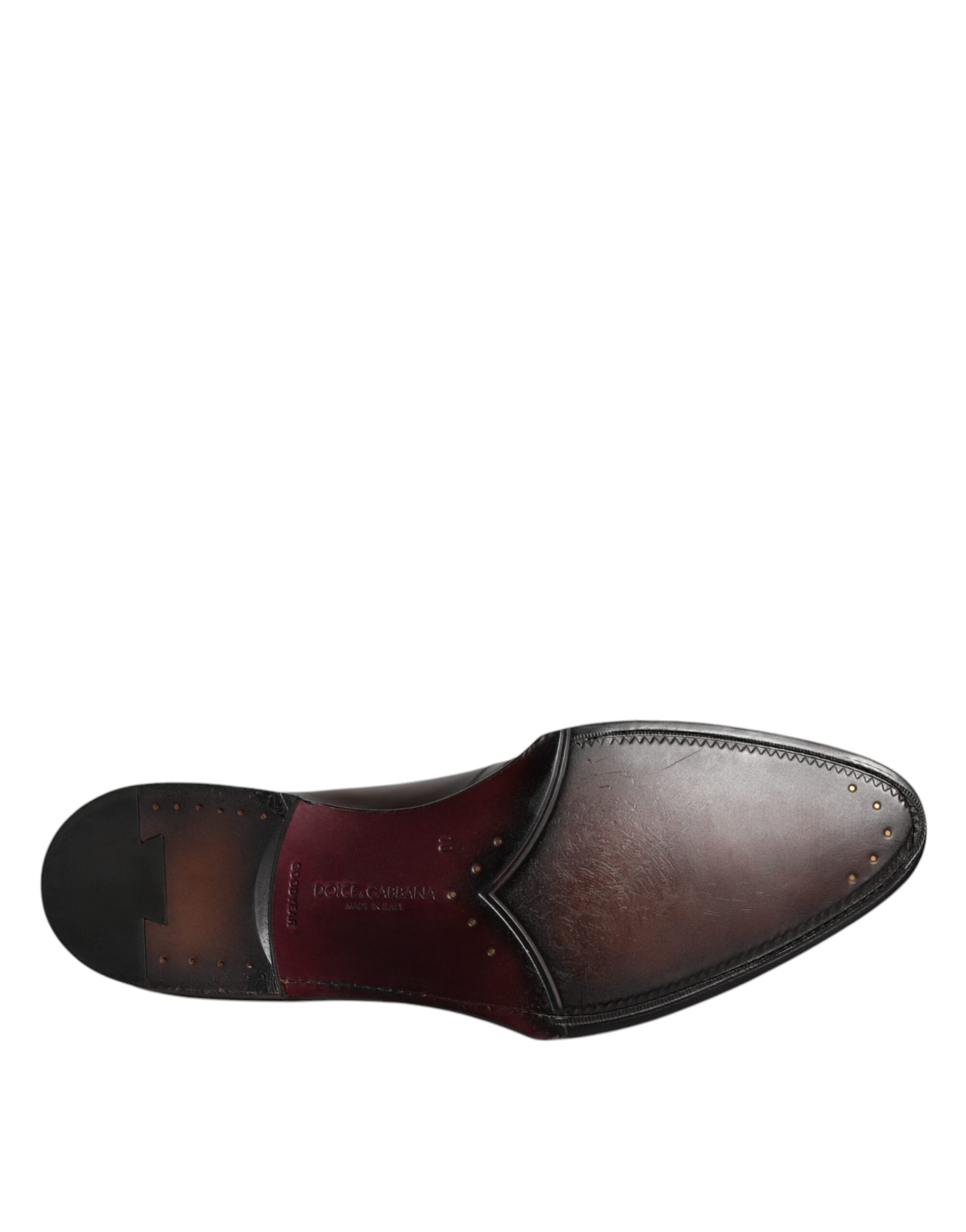 Dolce & Gabbana Brown Leather Lace Up Men Derby Formal Shoes - Image 8