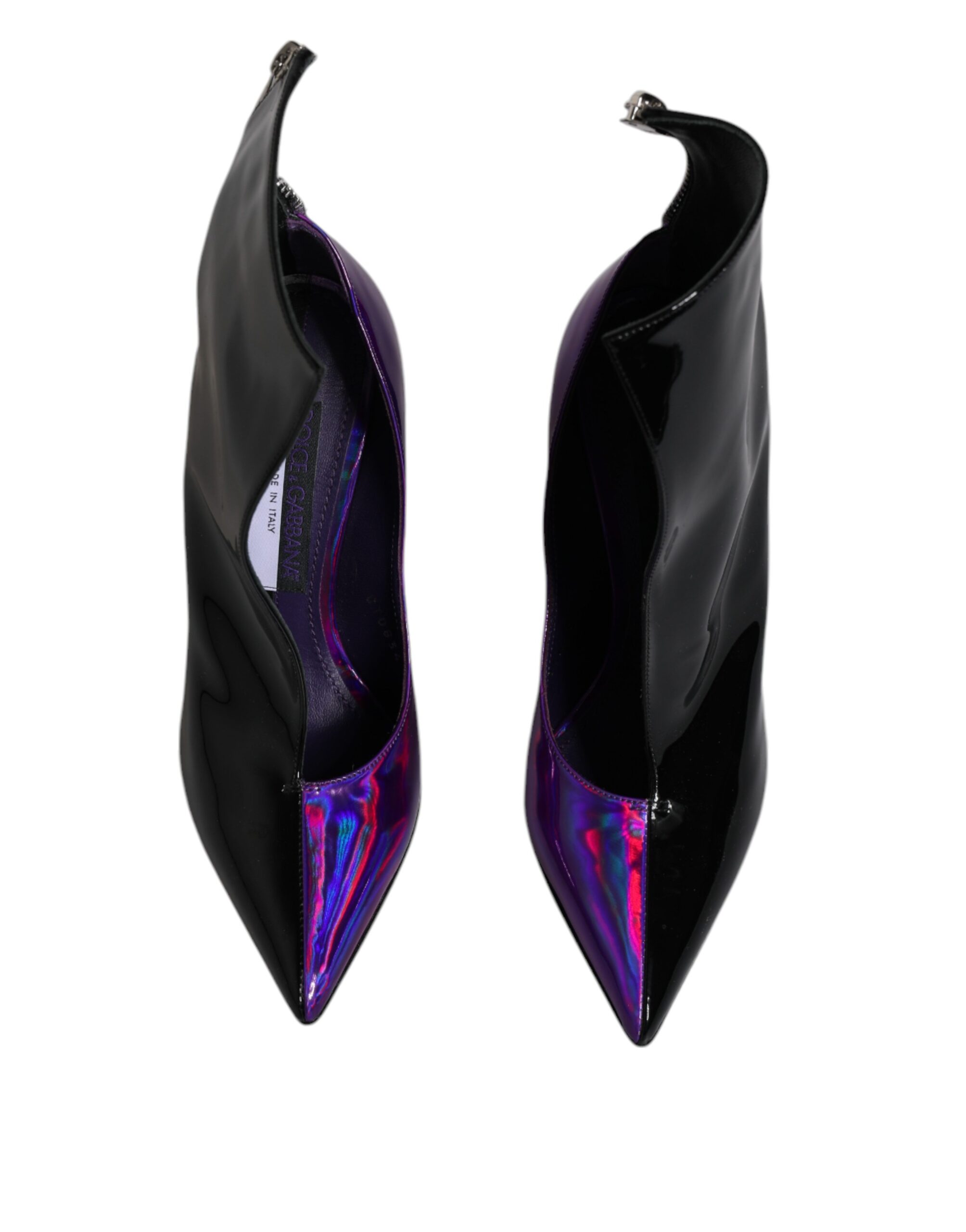 Dolce & Gabbana Purple Black Pointed Ankle Boots Shoes - Image 3