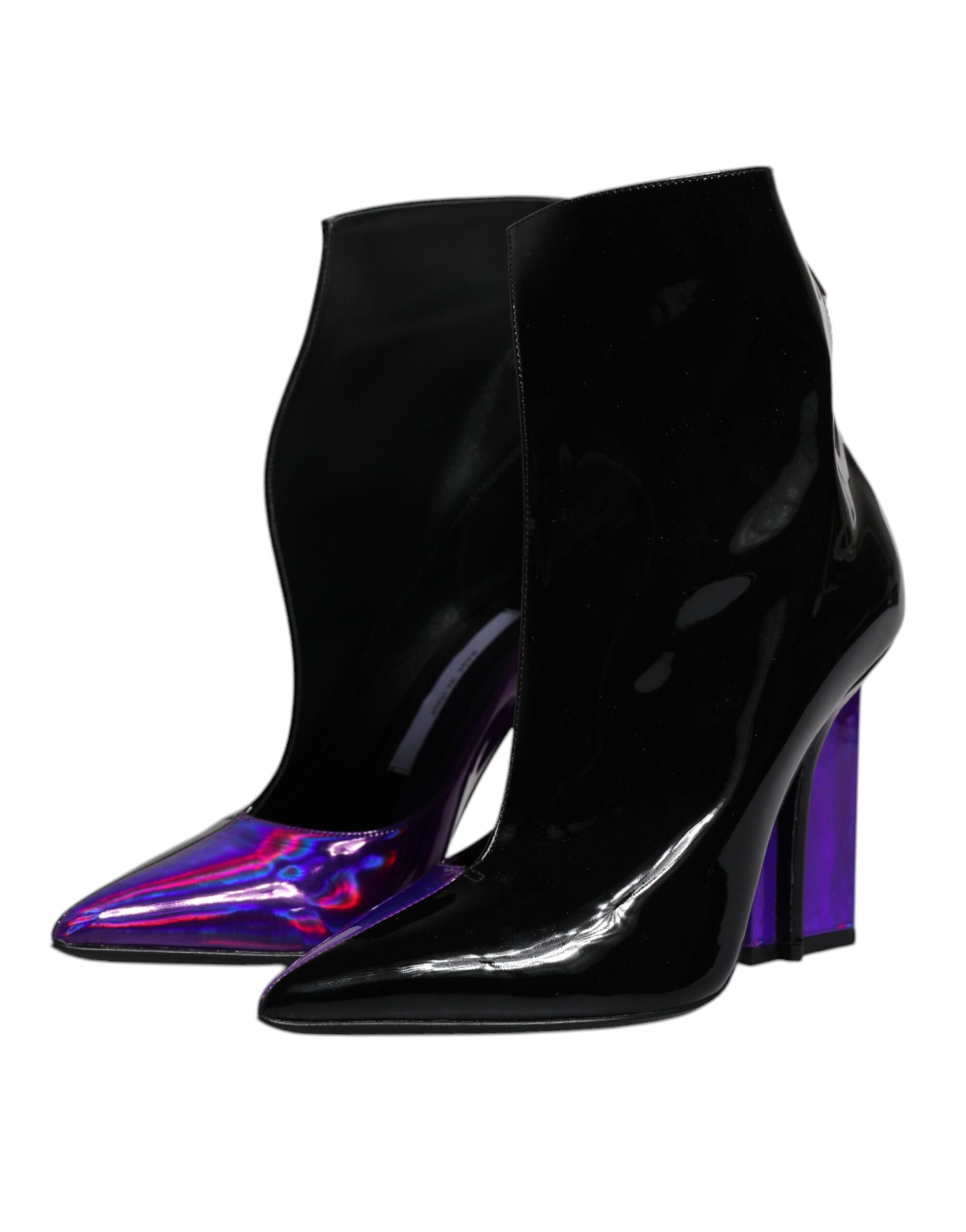 Dolce & Gabbana Purple Black Pointed Ankle Boots Shoes - Image 4
