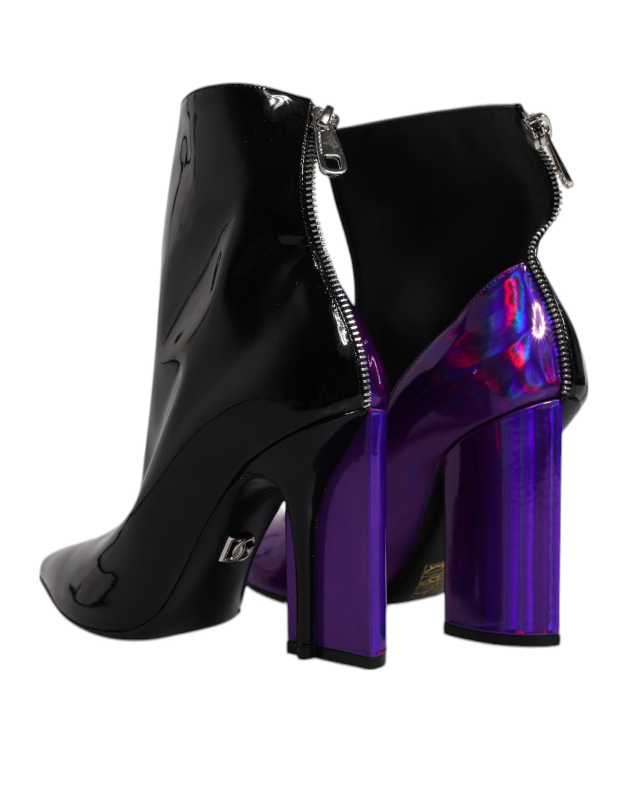 Dolce & Gabbana Purple Black Pointed Ankle Boots Shoes - Image 5