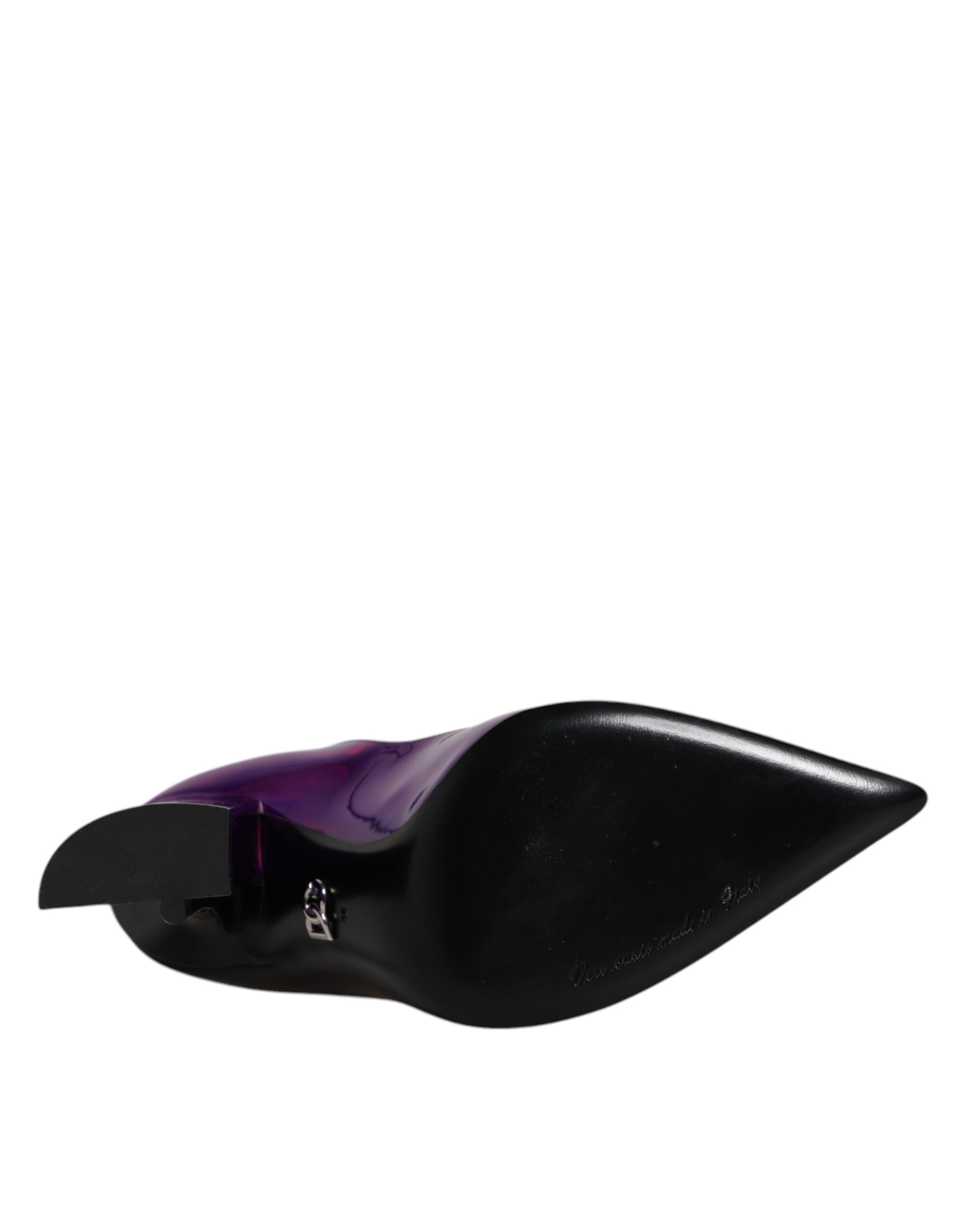 Dolce & Gabbana Purple Black Pointed Ankle Boots Shoes - Image 7