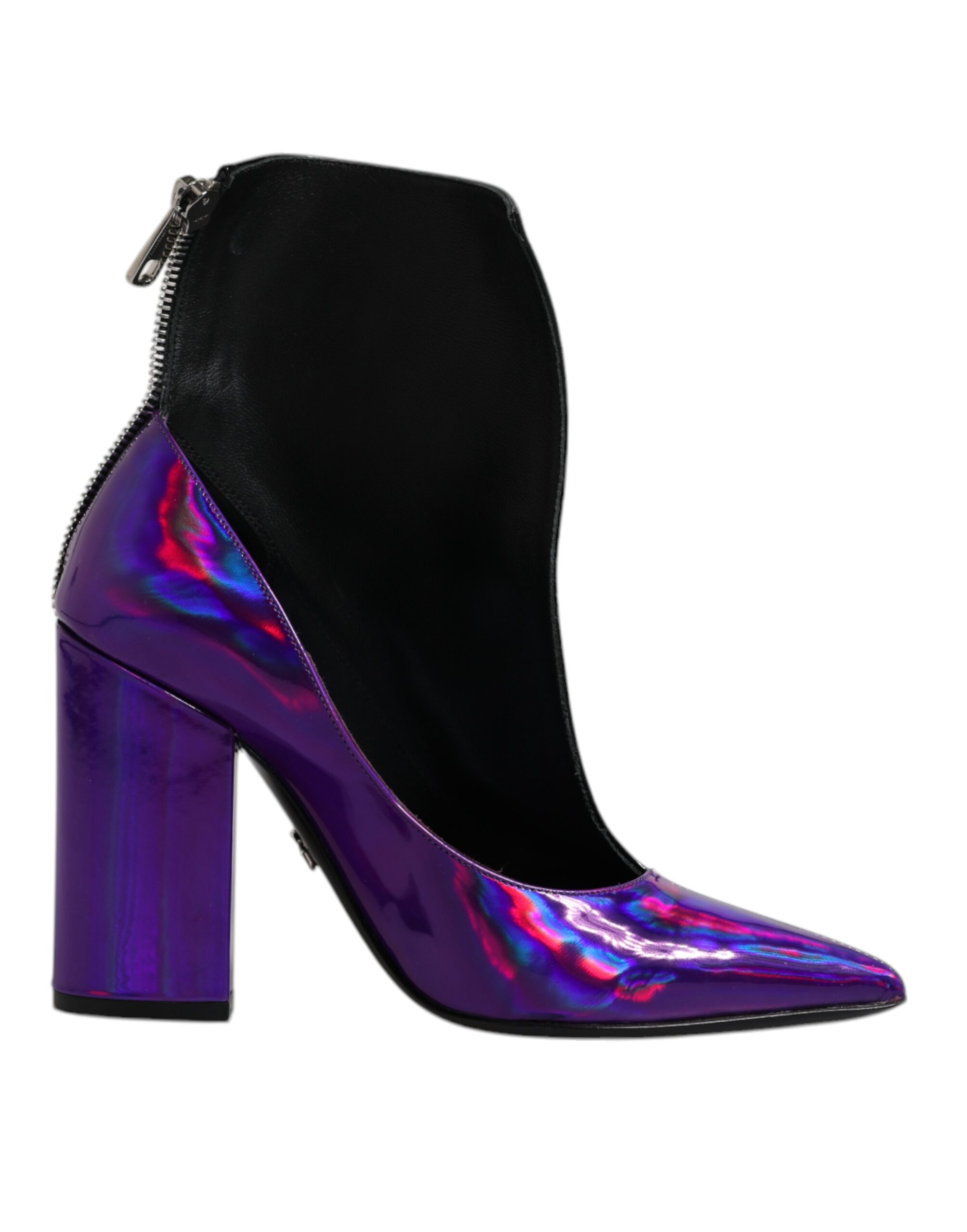 Dolce & Gabbana Purple Black Pointed Ankle Boots Shoes - Image 8