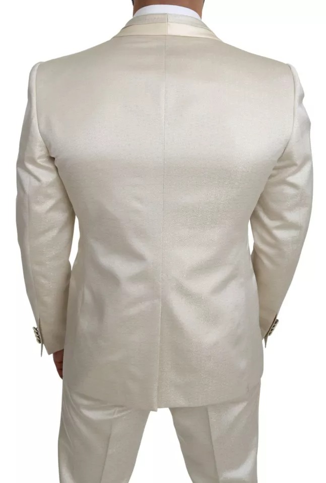 Dolce & Gabbana Beige Wool Crème 3 Piece SICILIA Shawl Suit - Image 7