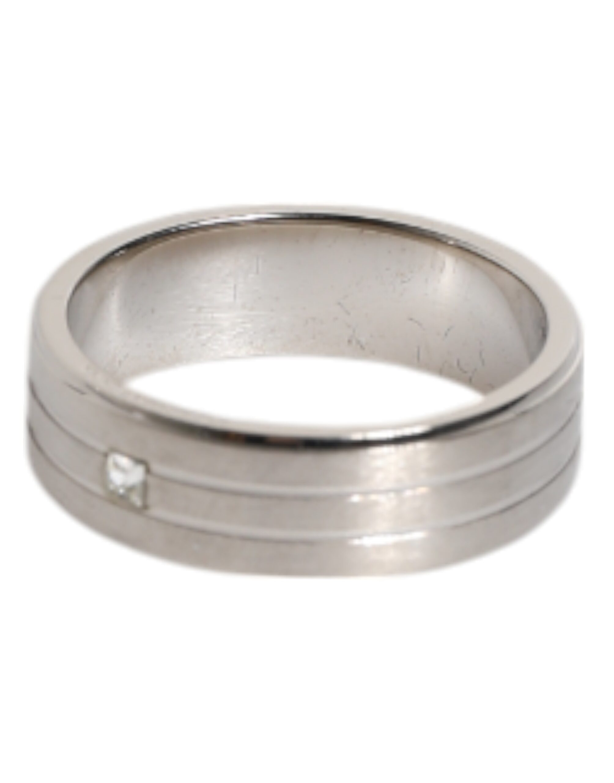 Dolce & Gabbana Silver Tone Brass Clear Crystal DG Logo Ring - Image 3