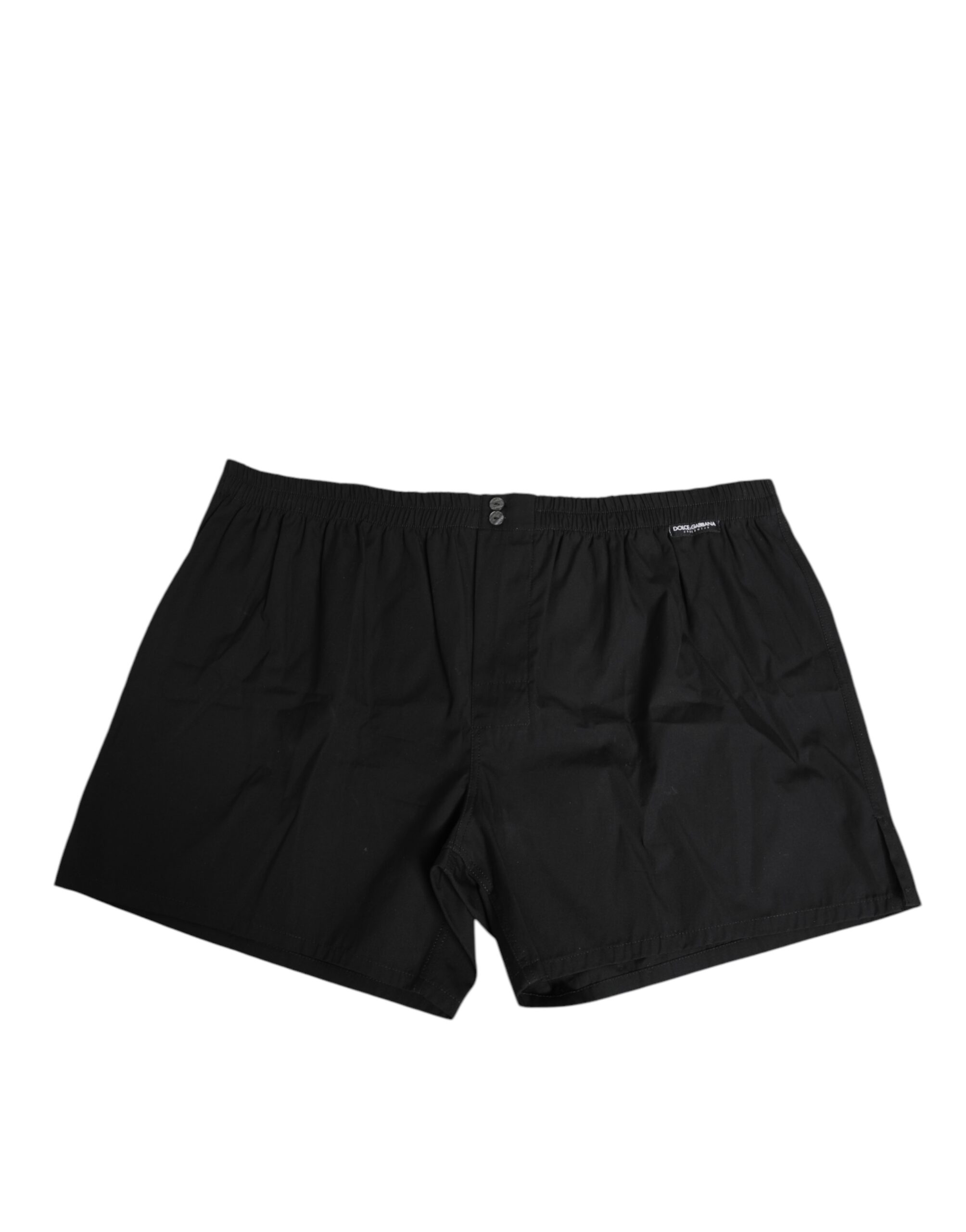 Dolce & Gabbana Black Cotton Elastic Waistband Button Swimwear - Image 2