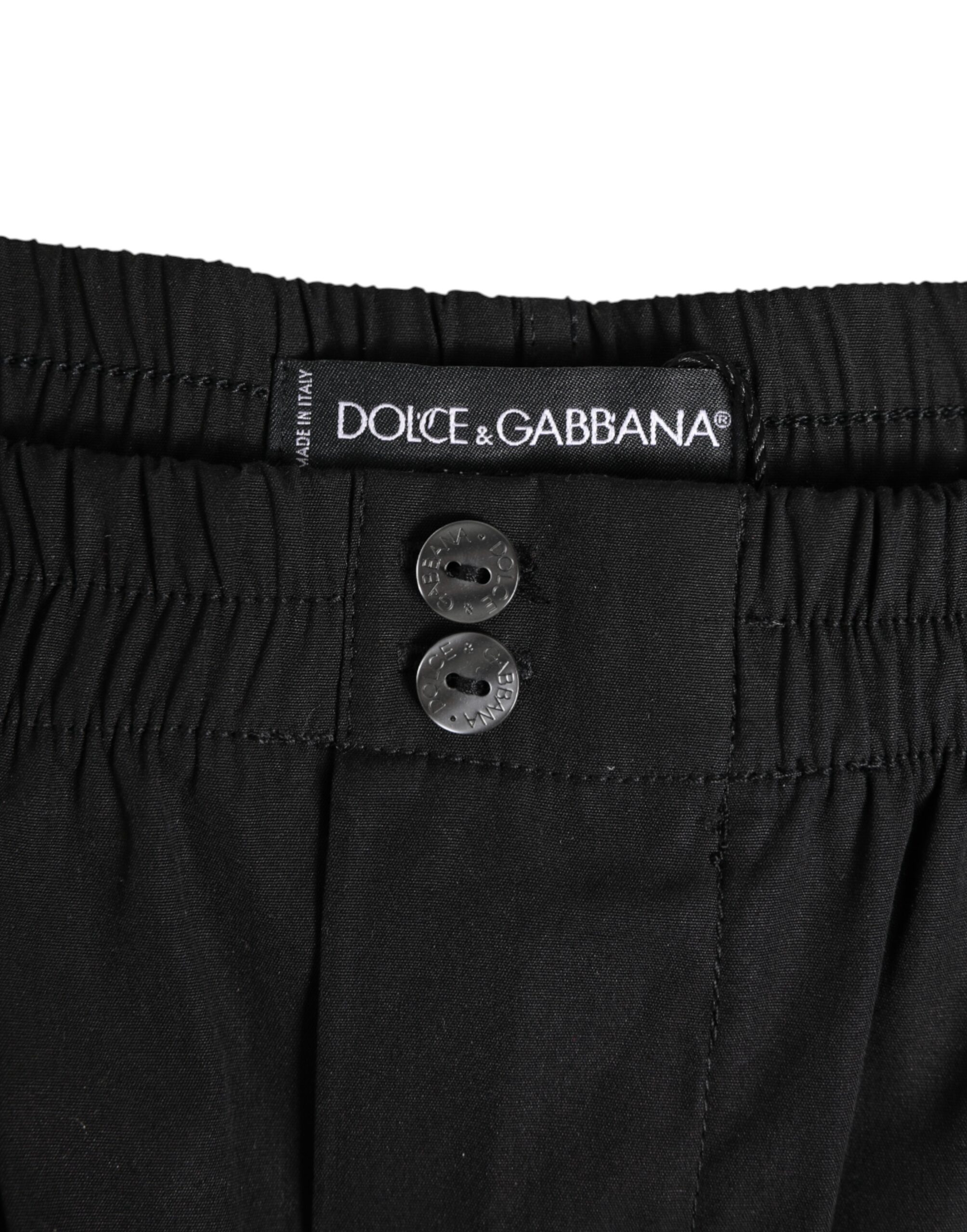 Dolce & Gabbana Black Cotton Elastic Waistband Button Swimwear - Image 3