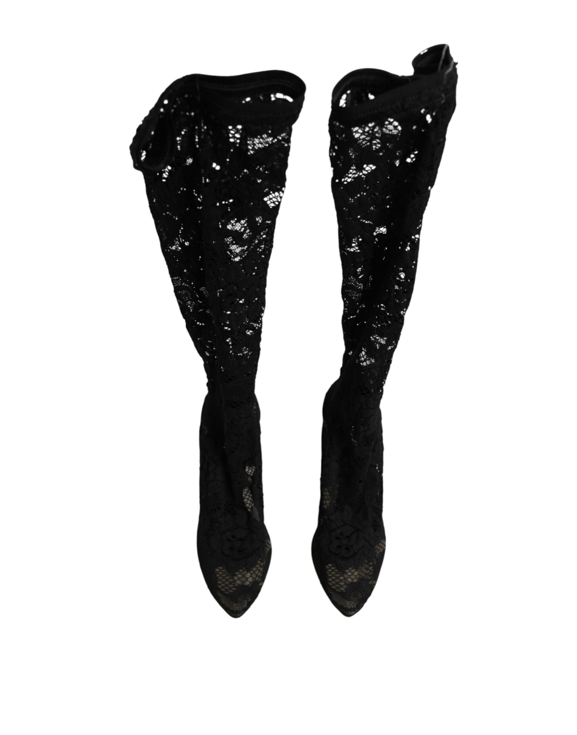 Dolce & Gabbana Black Pumps Taormina Lace Socks Boots Shoes - Image 3
