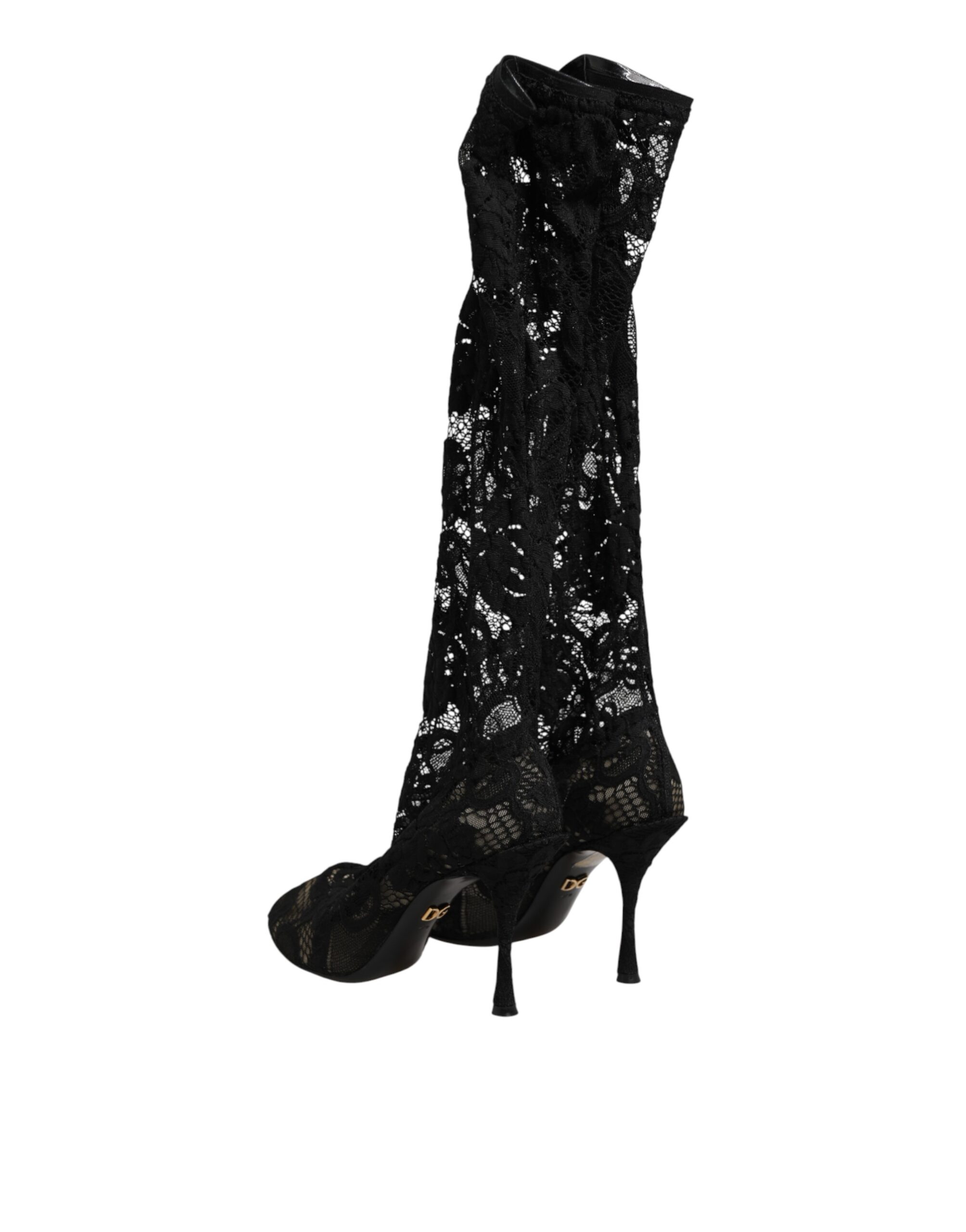 Dolce & Gabbana Black Pumps Taormina Lace Socks Boots Shoes - Image 5