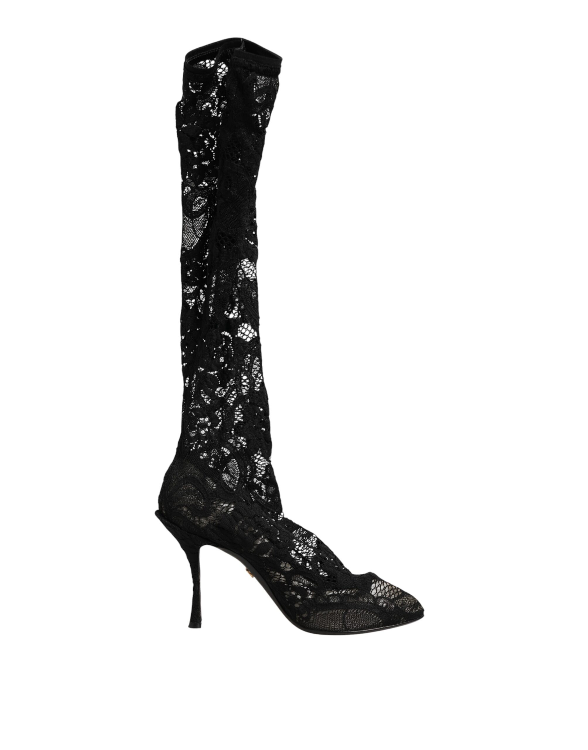 Dolce & Gabbana Black Pumps Taormina Lace Socks Boots Shoes - Image 7